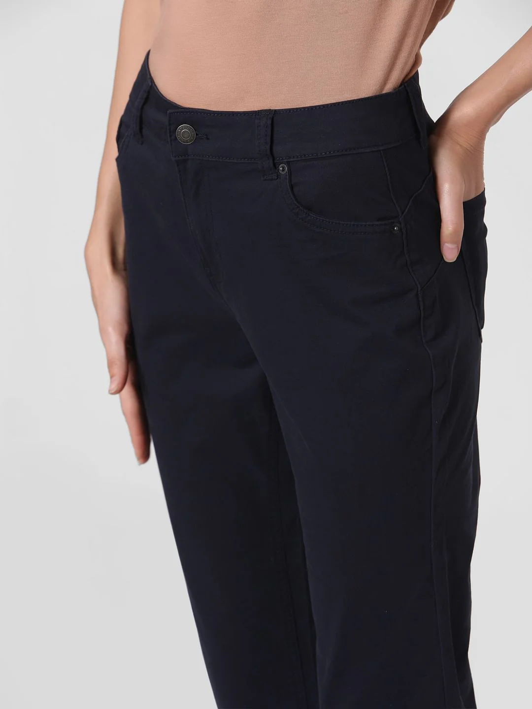 Blue Mid Rise Slim Fit Chinos - Image 5