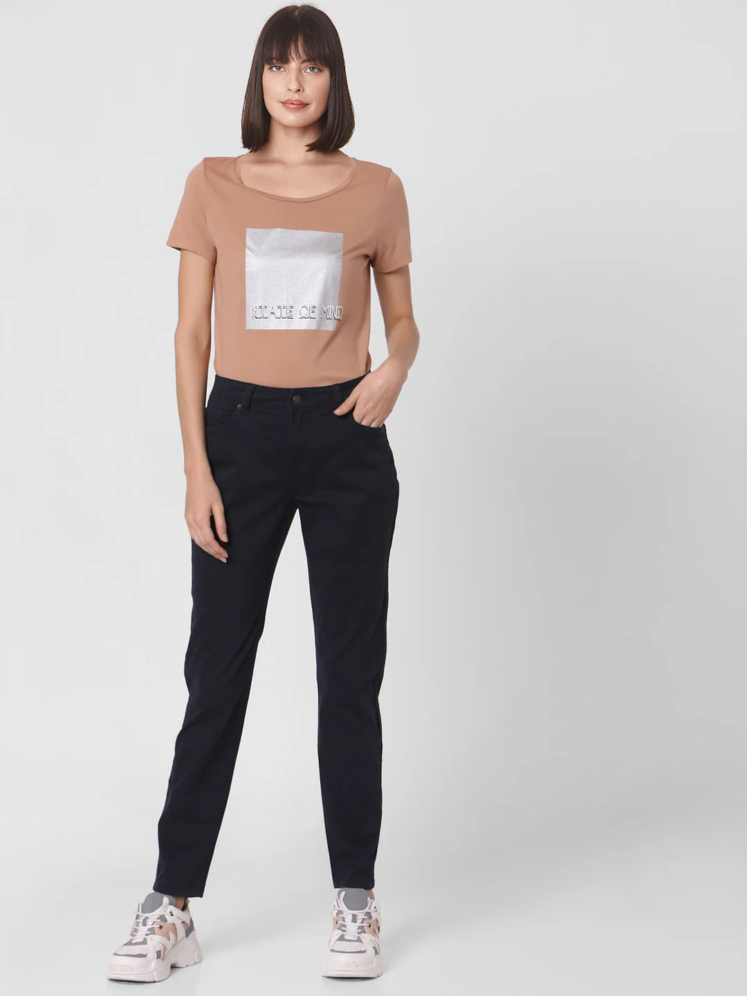 Blue Mid Rise Slim Fit Chinos - Image 6