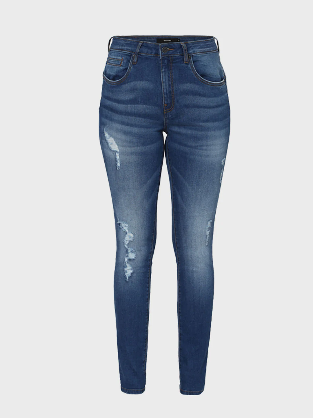 Blue Mid Rise Ripped Pushup Jeans - Image 6