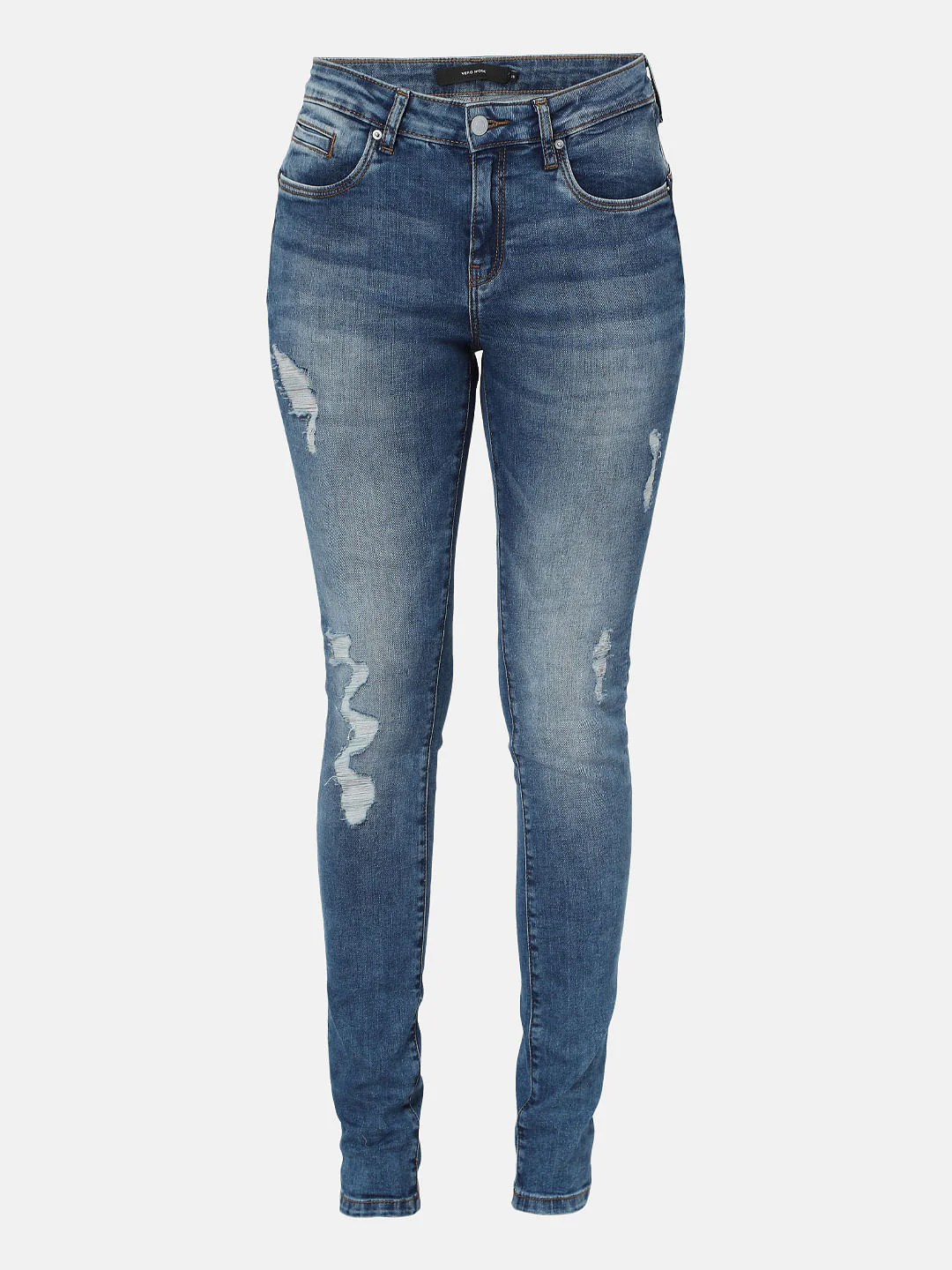 Blue Mid Rise Ripped Pushup Jeans - Image 6