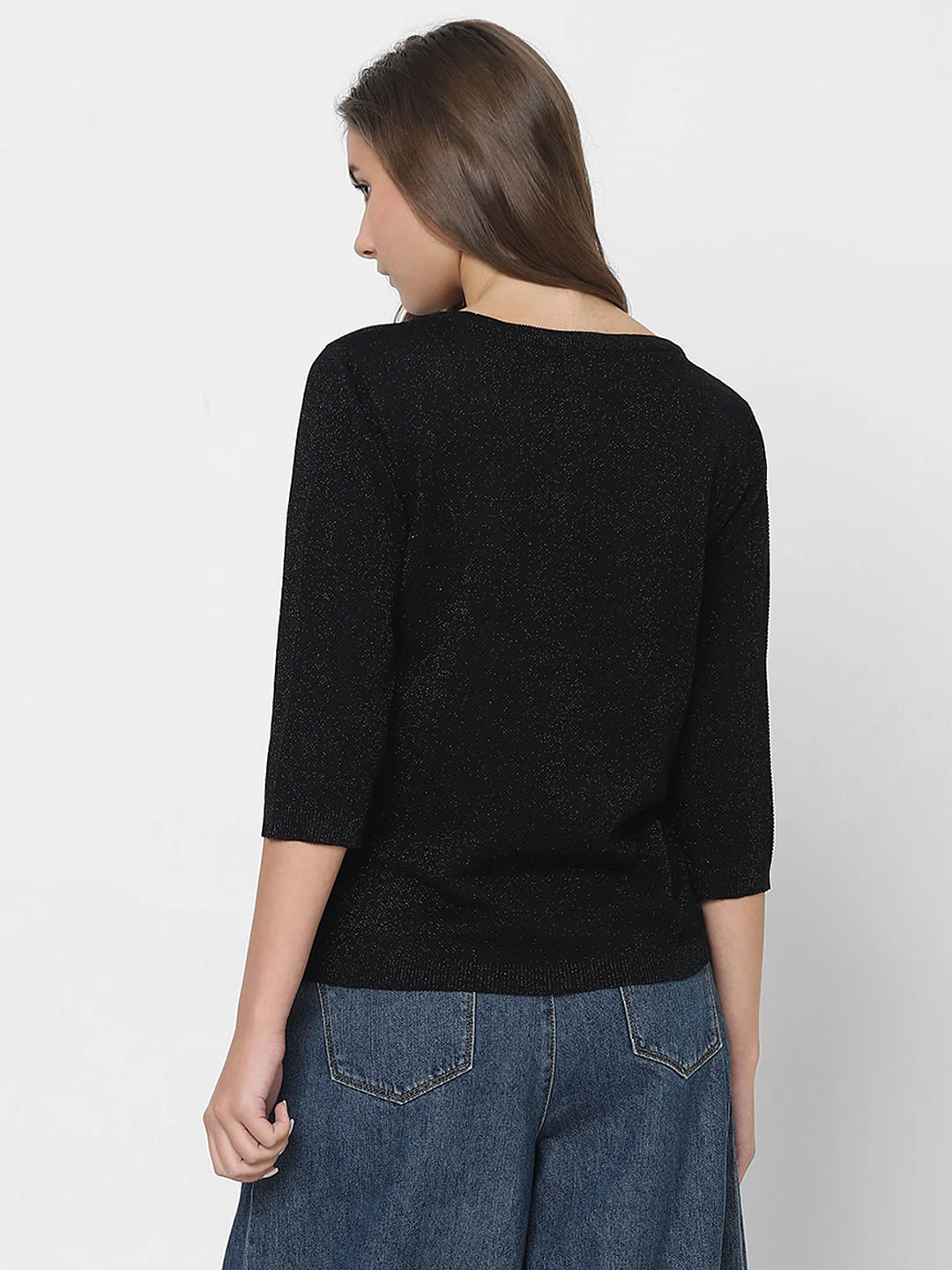 Black Shimmer Knit Top - Image 4