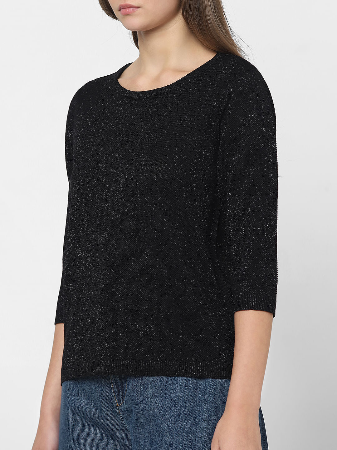 Black Shimmer Knit Top - Image 6