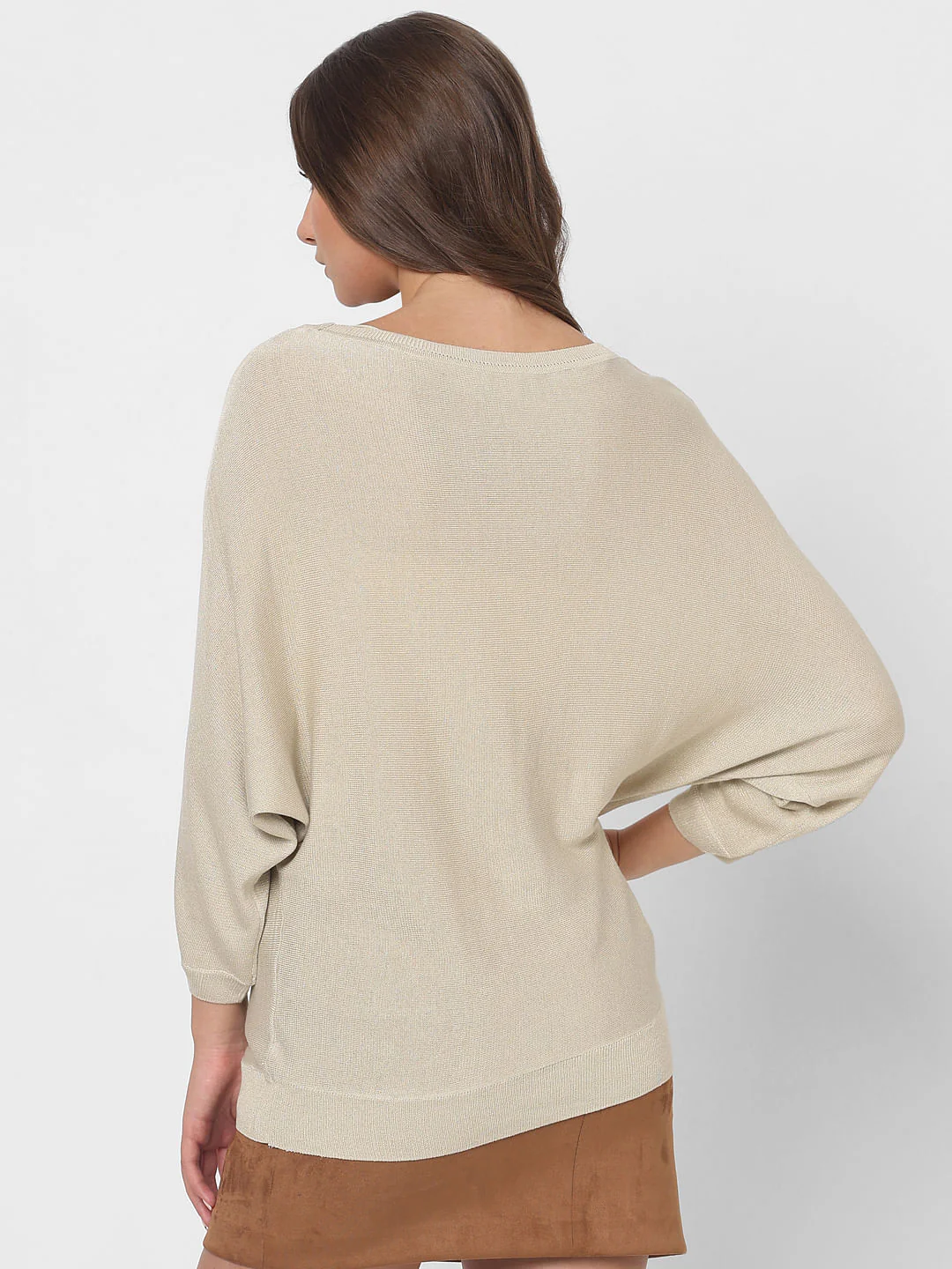 Beige Batwing Sleeves Knit Top - Image 4