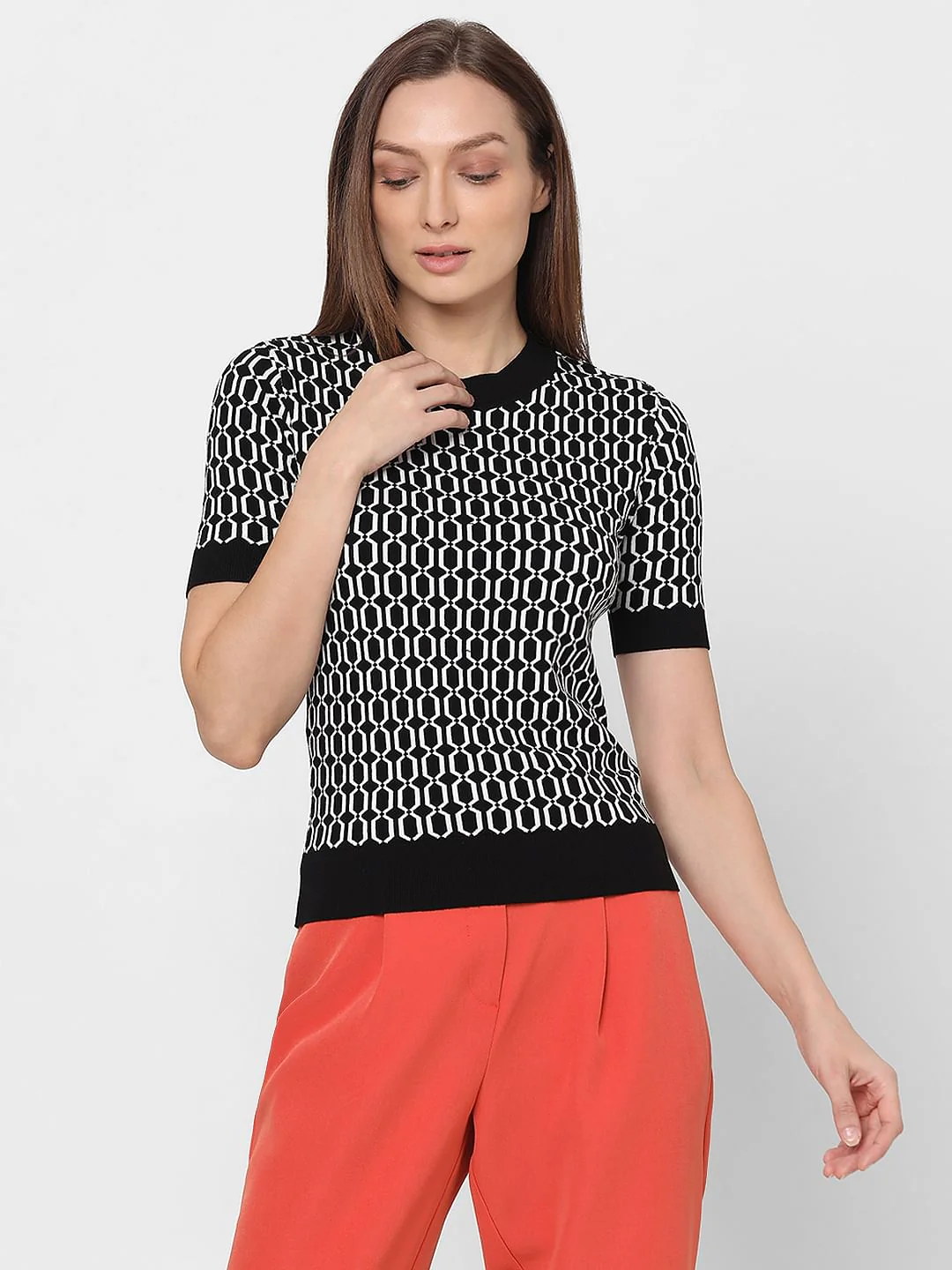 Black Printed Knit Top - Image 2