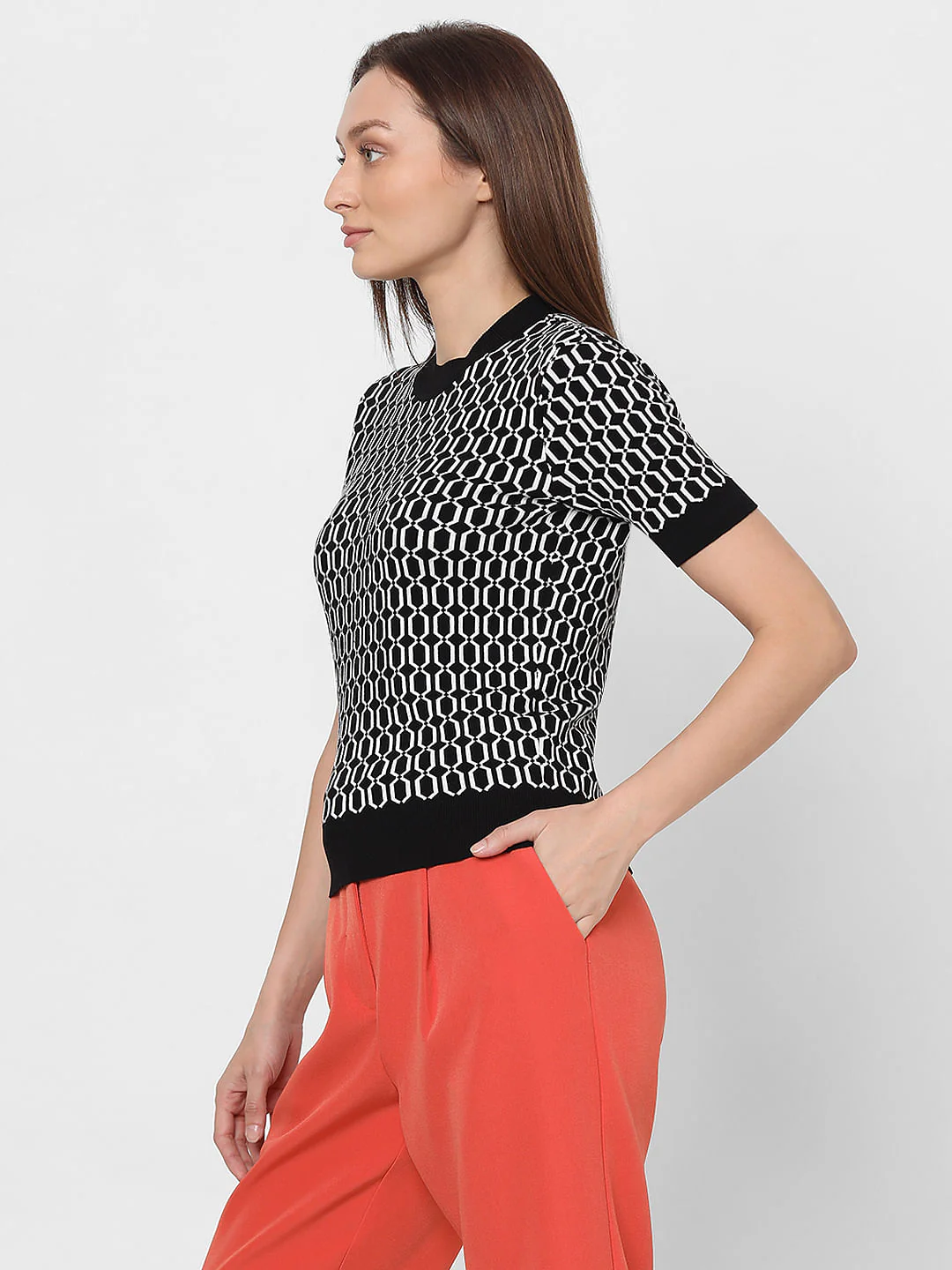 Black Printed Knit Top - Image 3