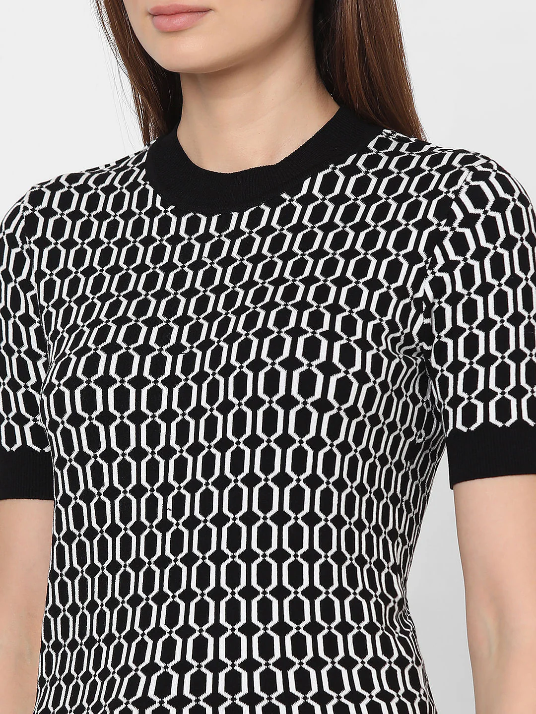Black Printed Knit Top - Image 6