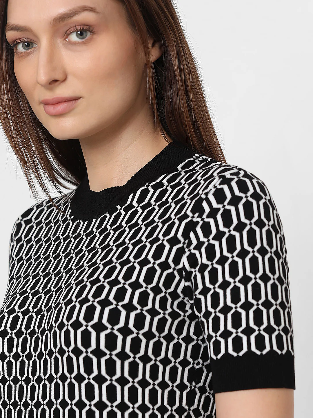 Black Printed Knit Top - Image 8