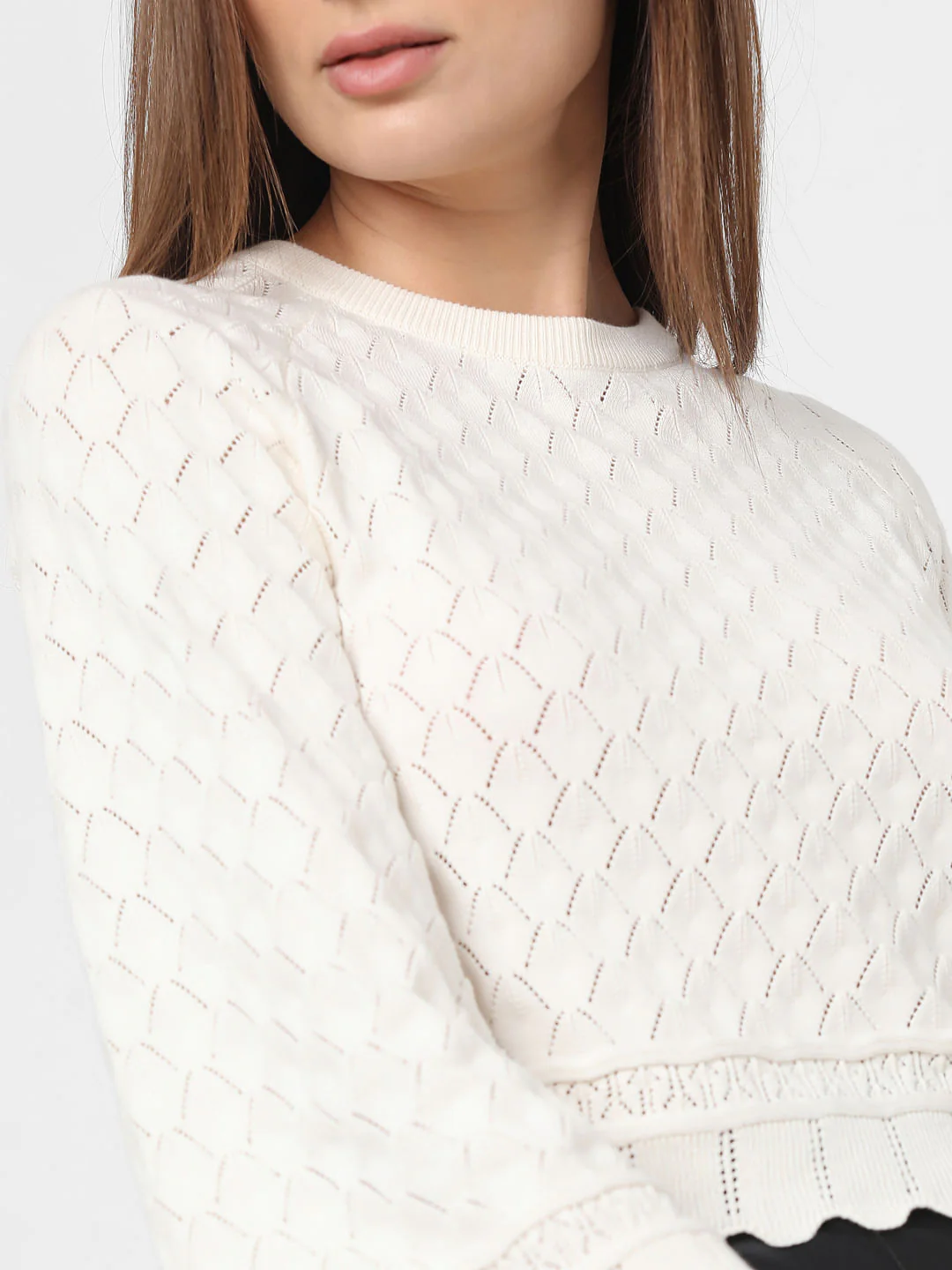 White Pointelle Knit Top - Image 6