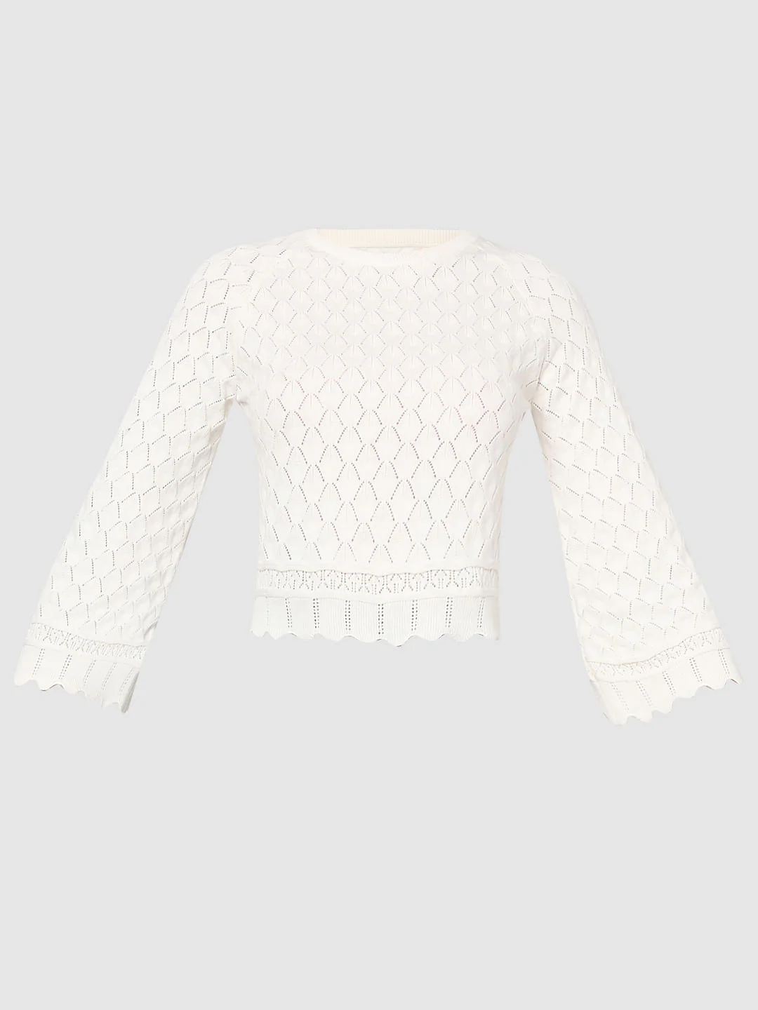 White Pointelle Knit Top - Image 7