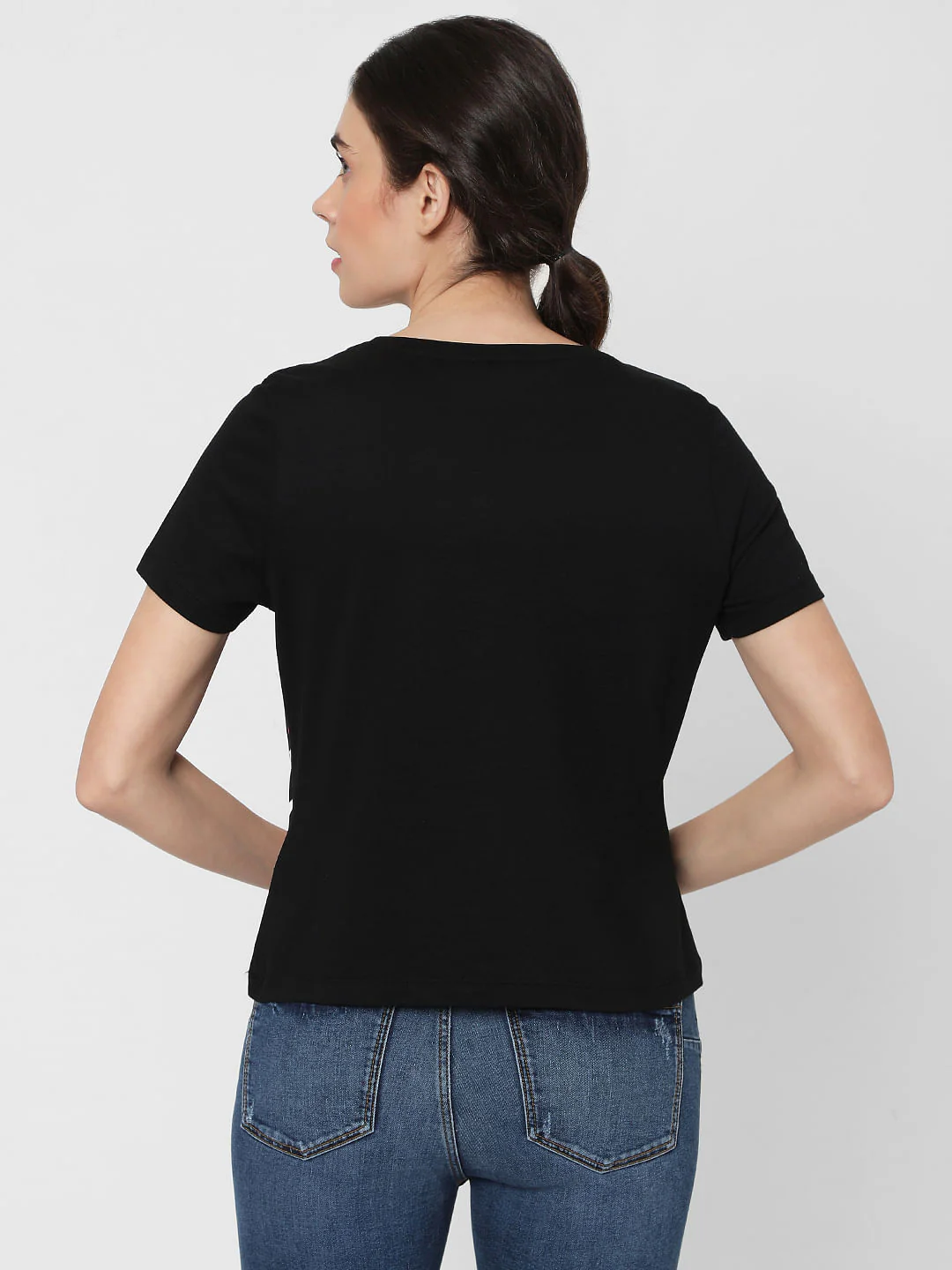 Black Slogan Print T-Shirt - Image 3