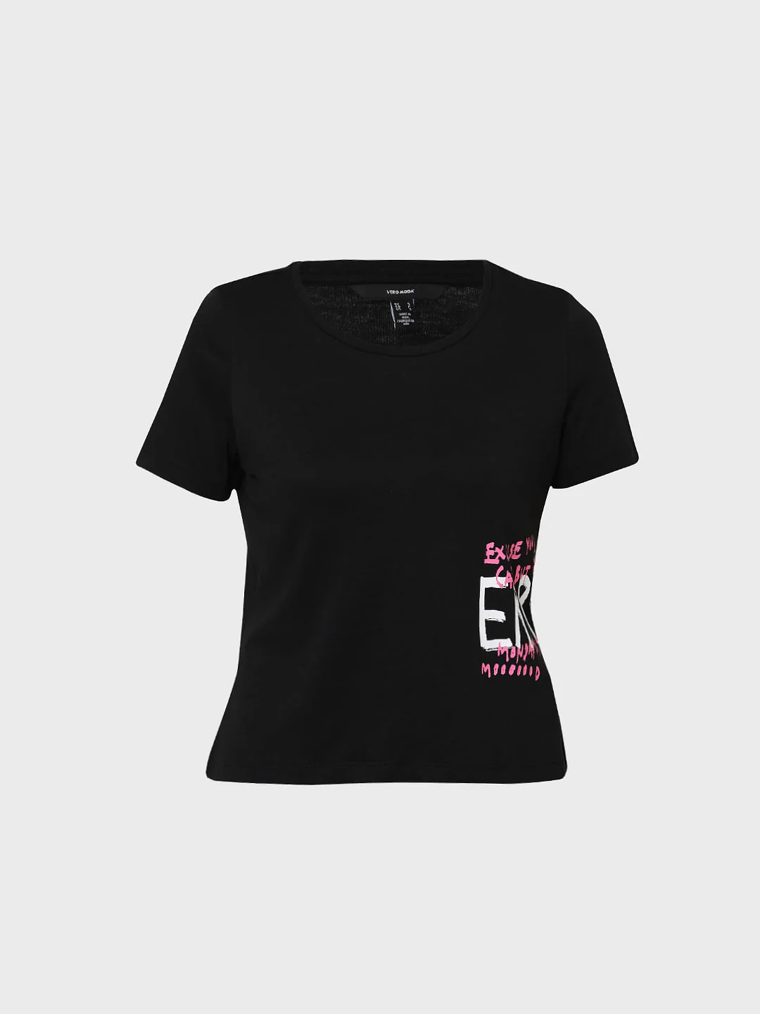 Black Slogan Print T-Shirt - Image 6
