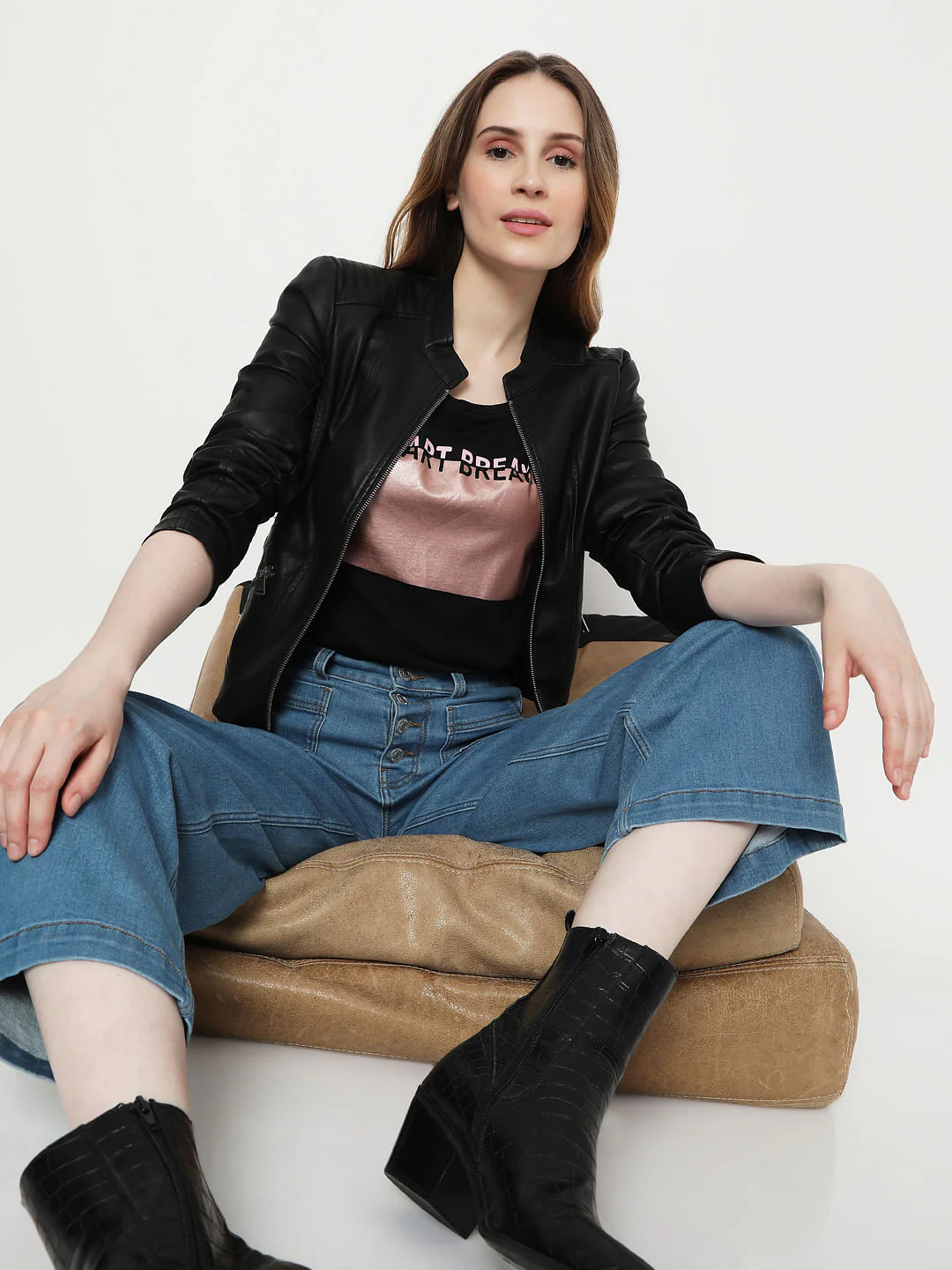 Black Typographic Foil Print T-Shirt