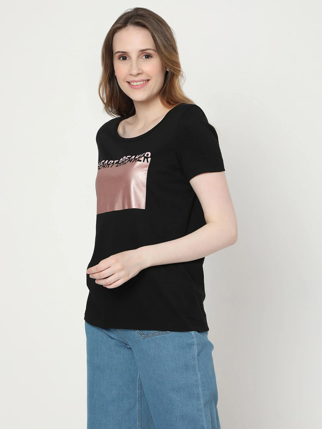 Black Typographic Foil Print T-Shirt - Image 2