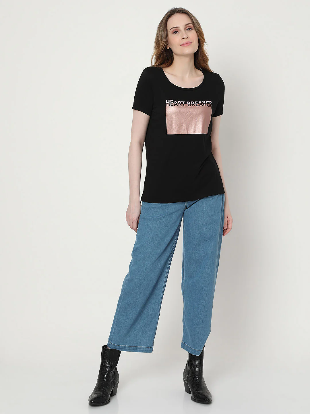 Black Typographic Foil Print T-Shirt - Image 4