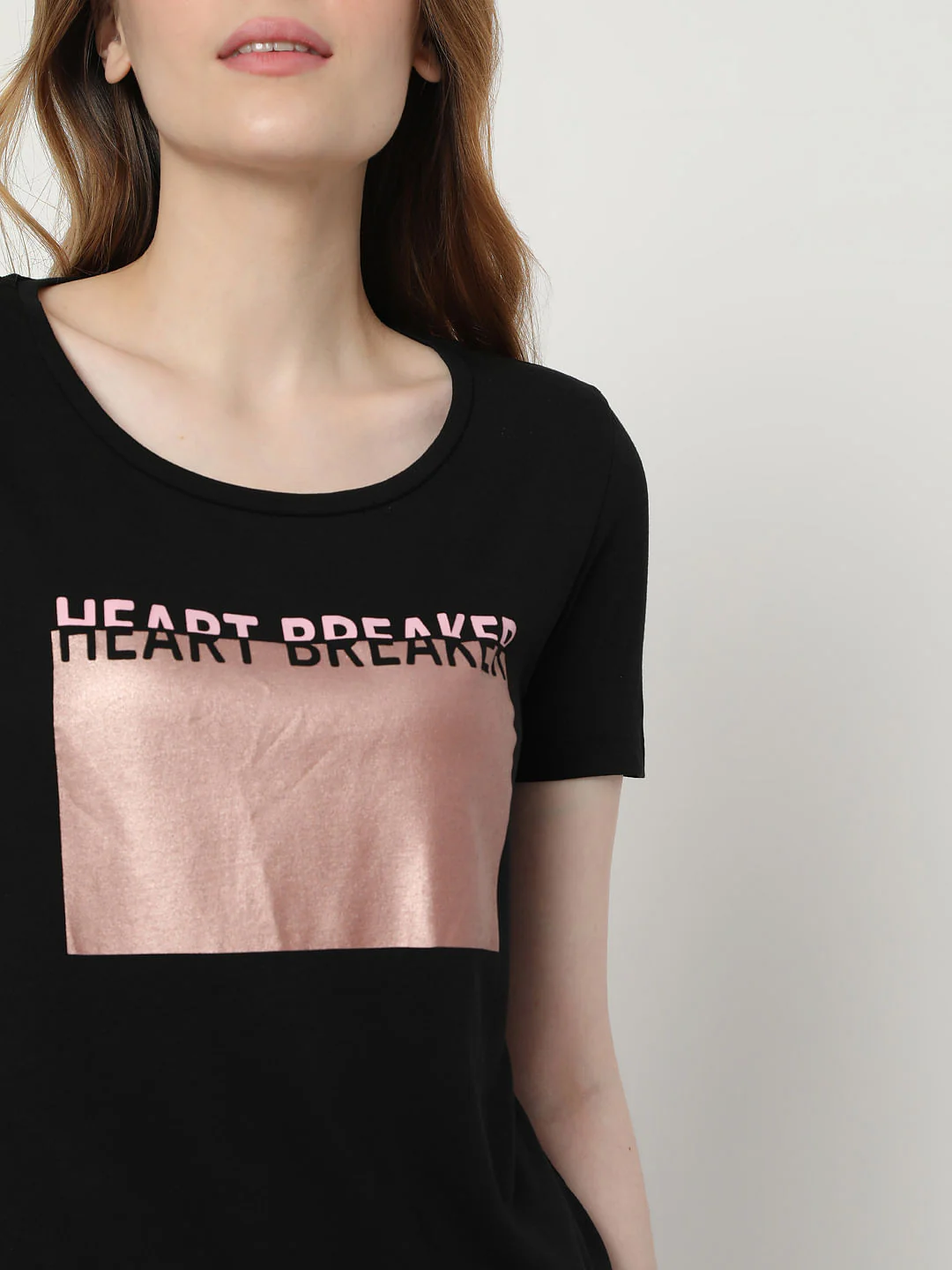Black Typographic Foil Print T-Shirt - Image 5