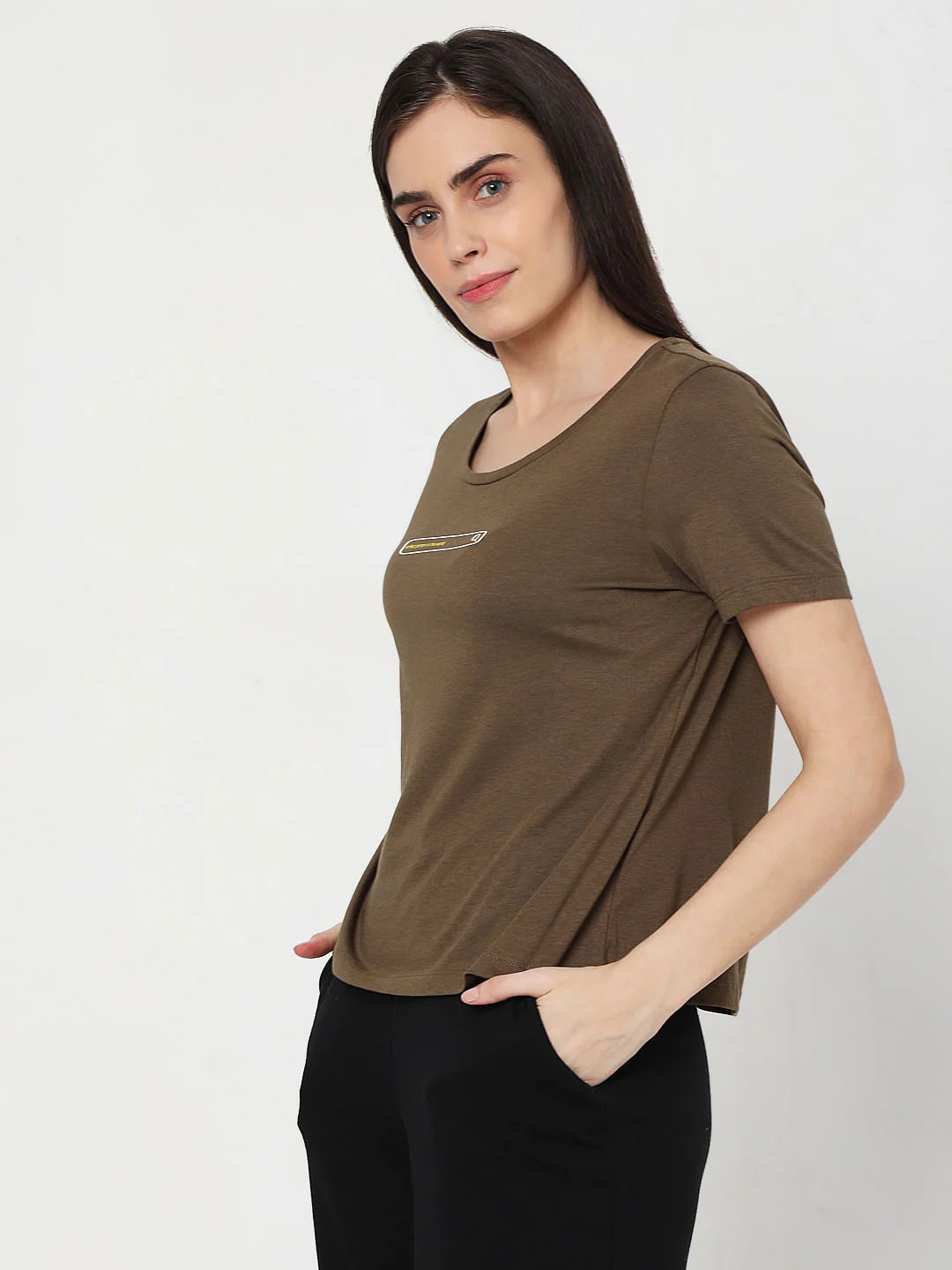 Brown Slogan Print T-Shirt - Image 2