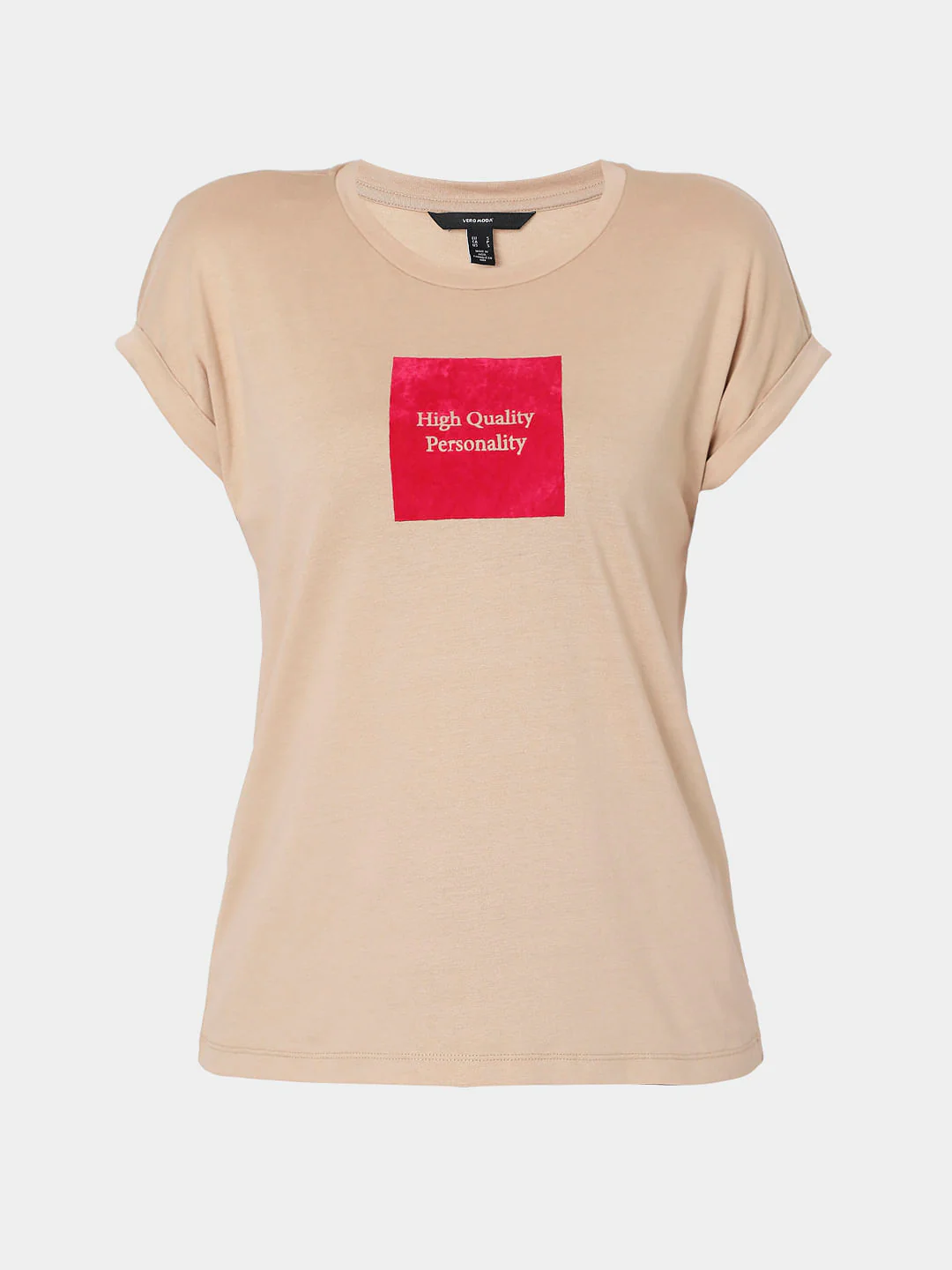 Beige Slogan Print T-Shirt - Image 7