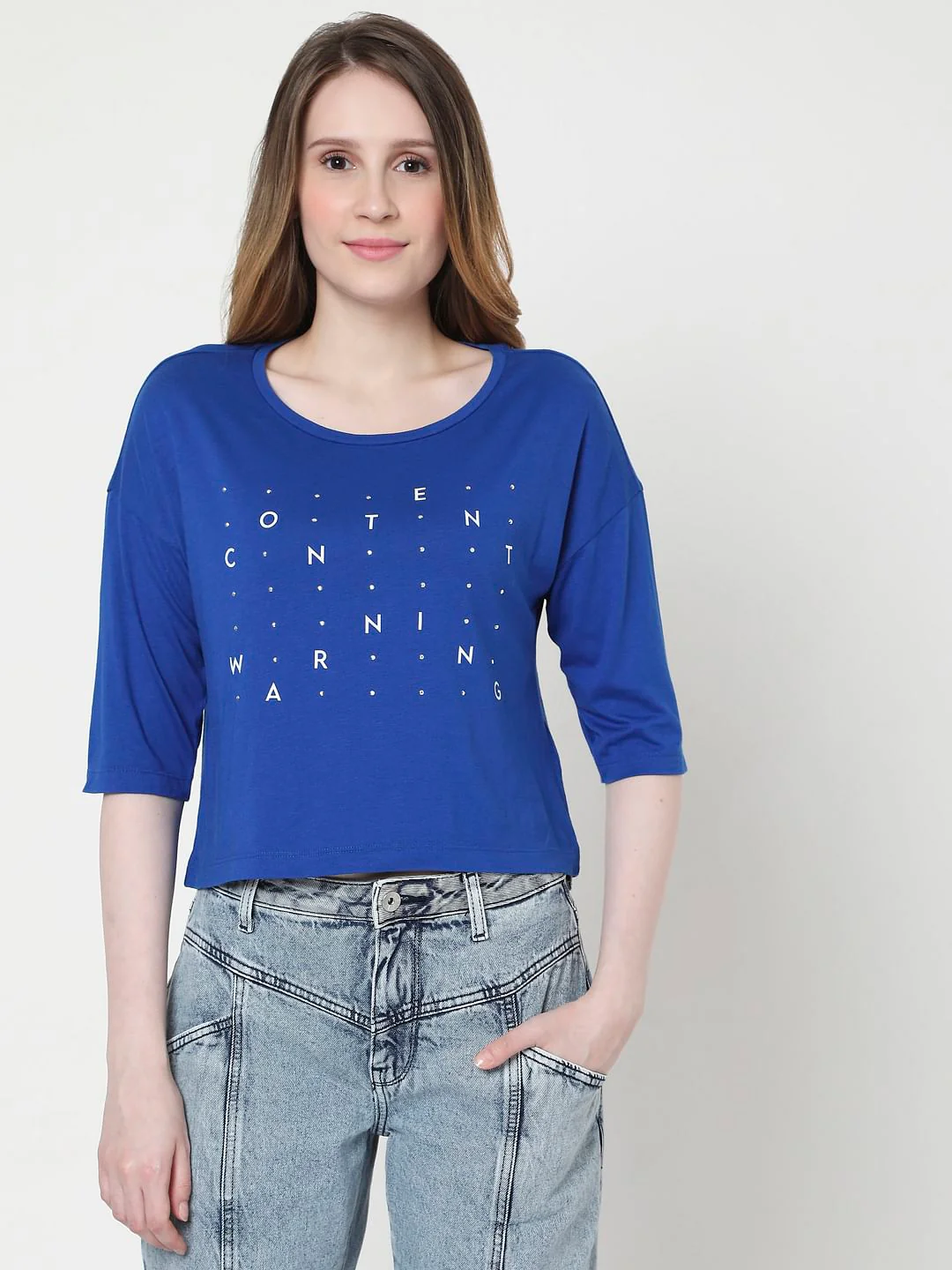 Blue Typographic Print T-Shirt - Image 2