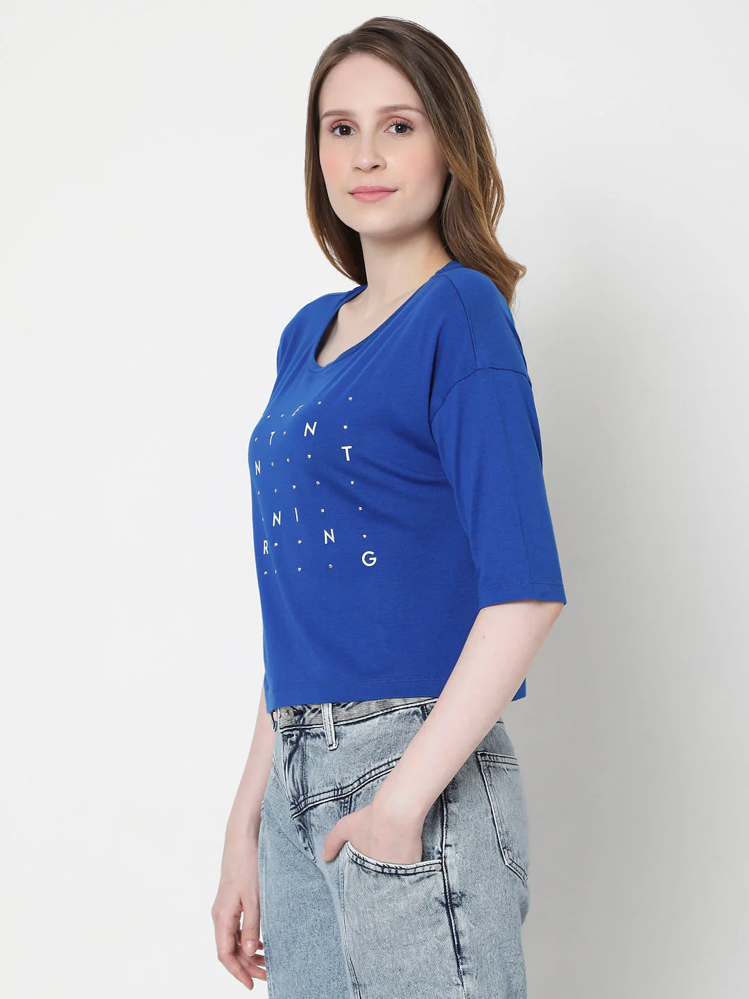 Blue Typographic Print T-Shirt - Image 3