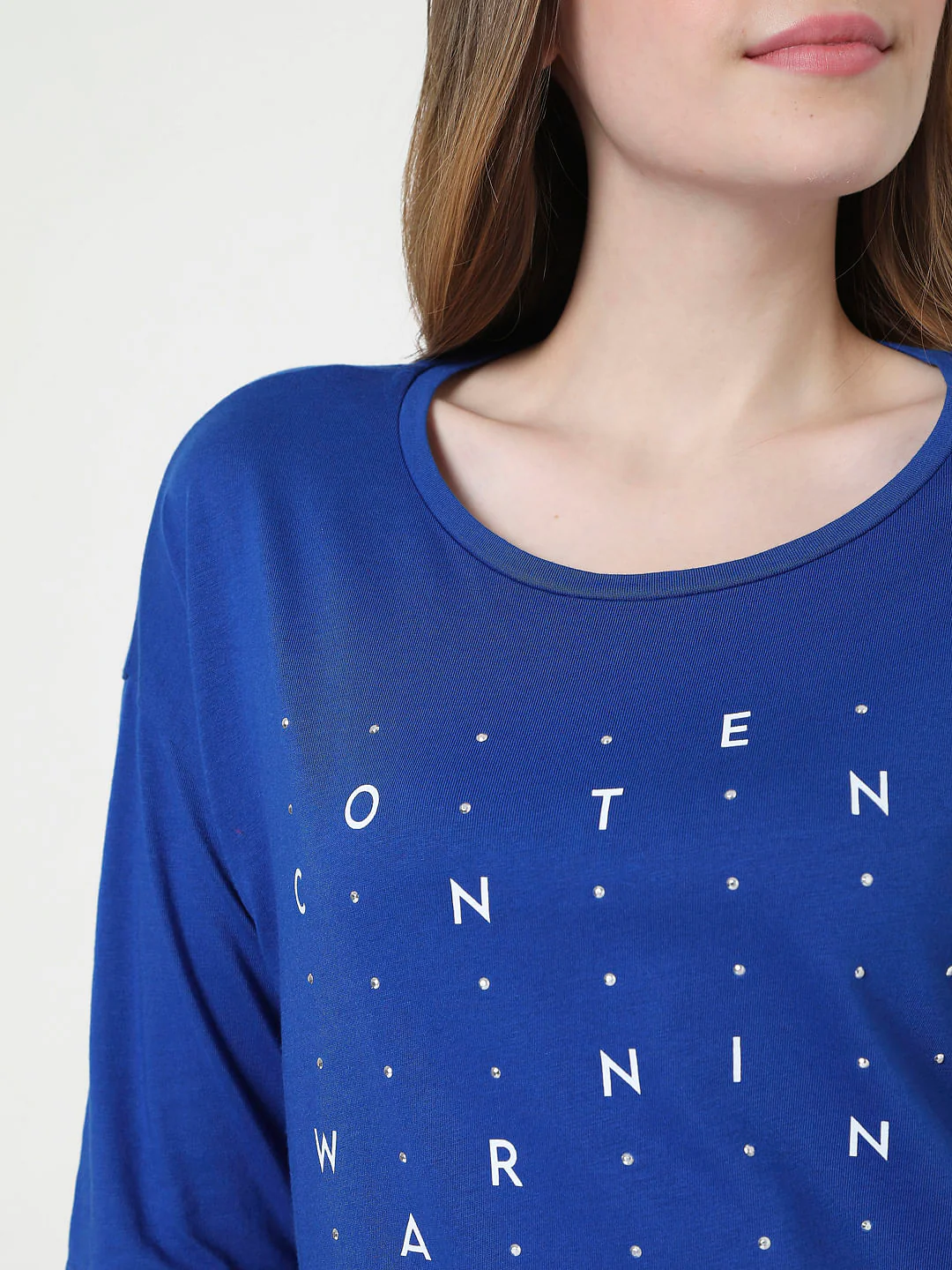 Blue Typographic Print T-Shirt - Image 6