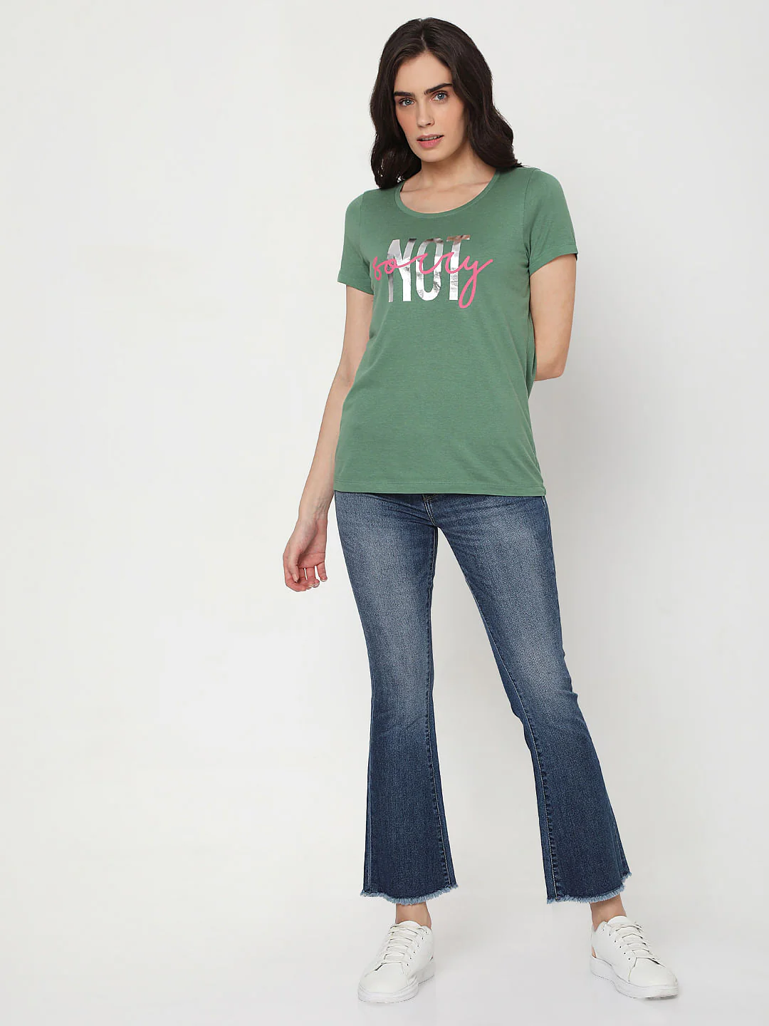 Green Slogan Print T-Shirt - Image 4