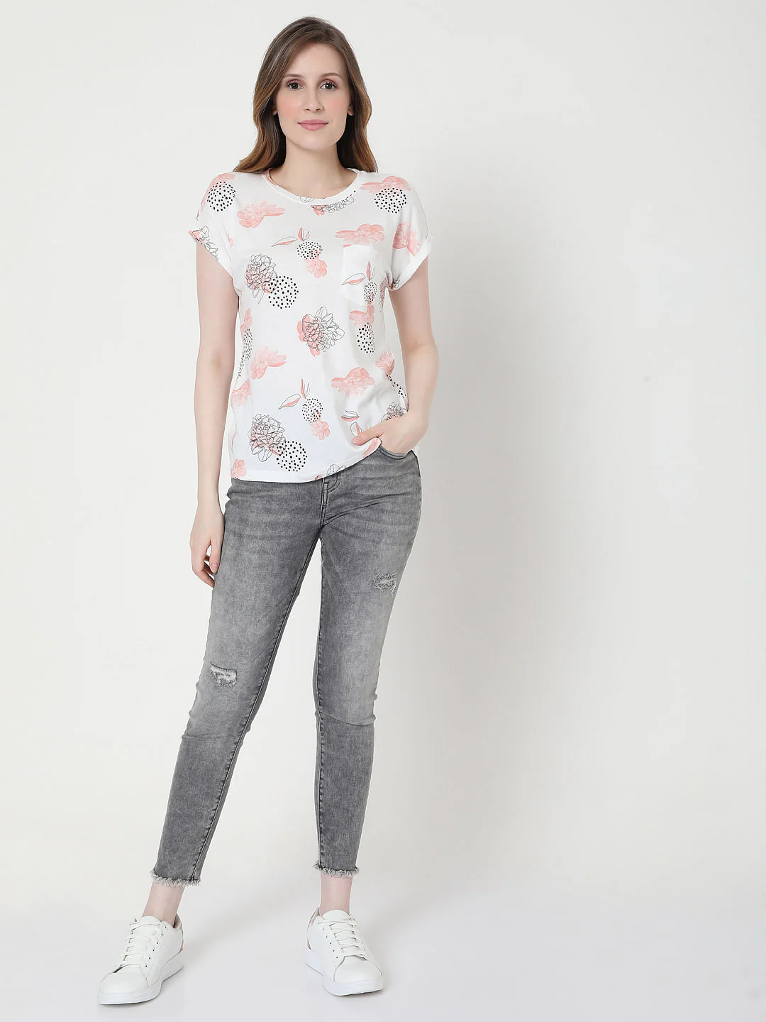 White Floral T-Shirt - Image 5