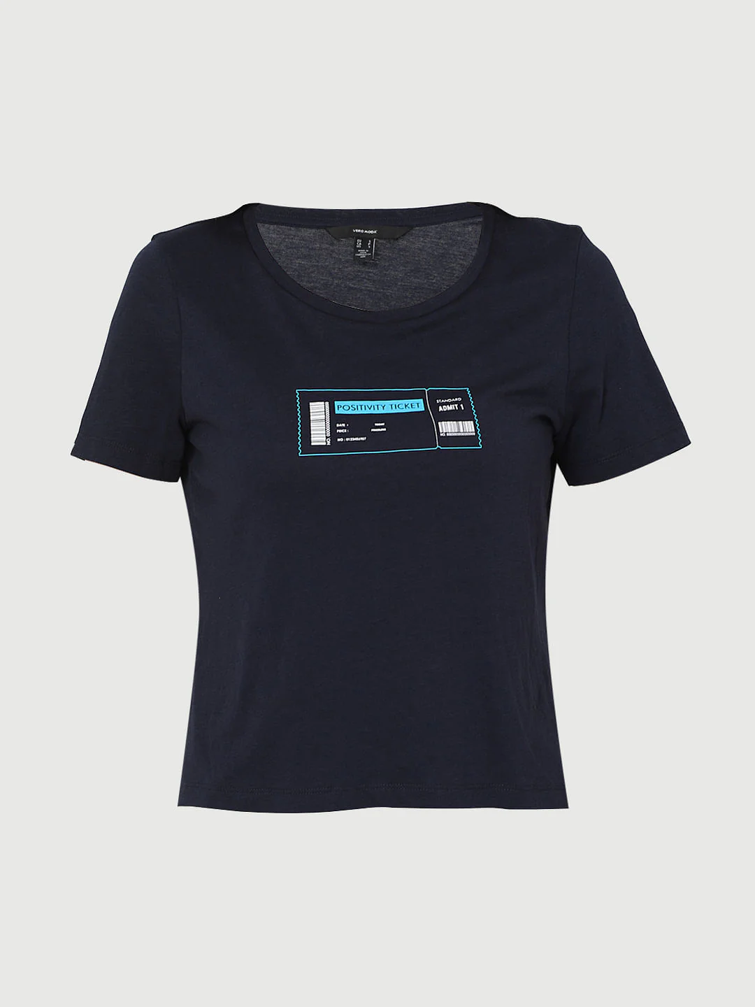 Blue Slogan Print Cropped T-Shirt - Image 6