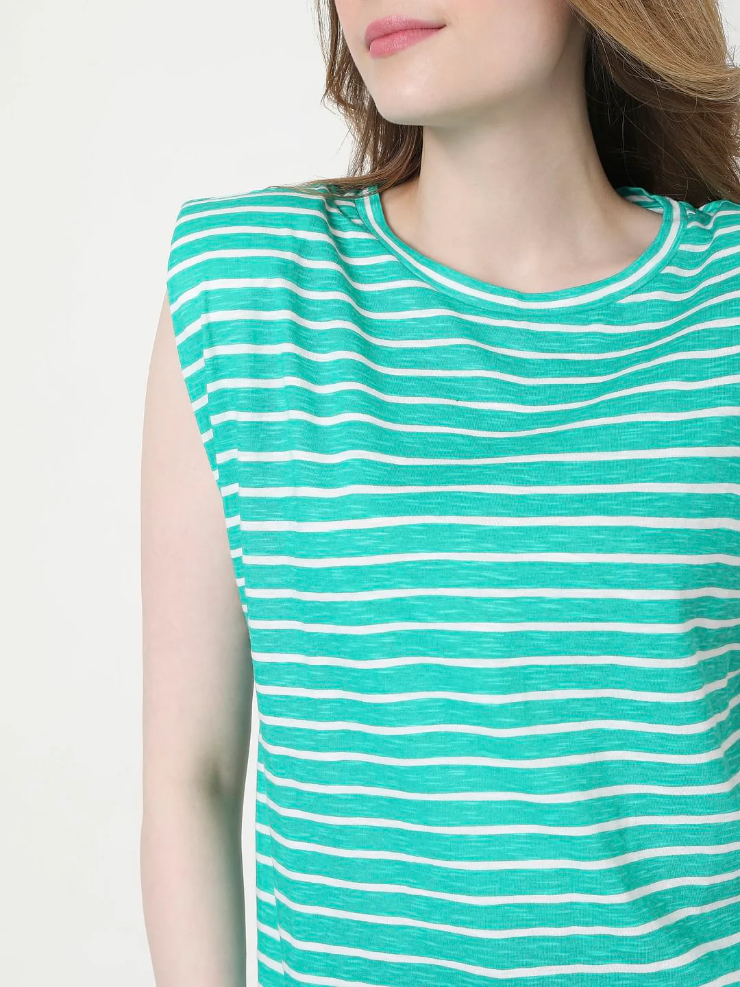 Green Striped Sleeveless T-Shirt - Image 6