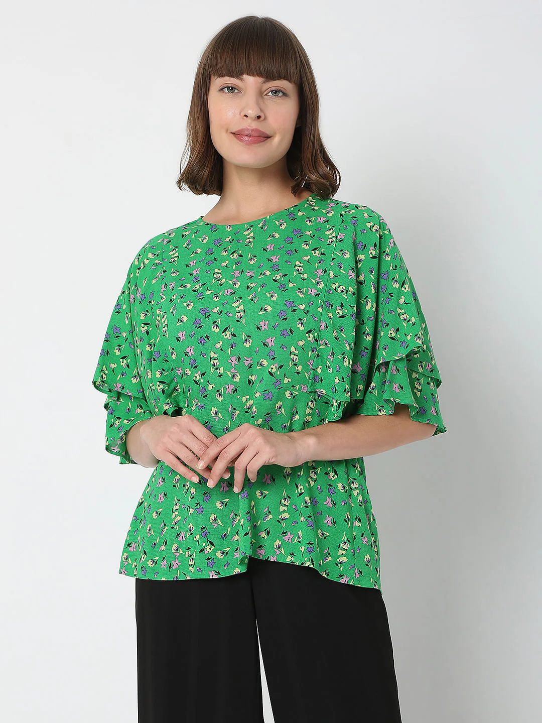 Green Flared Sleeves Top - Image 2