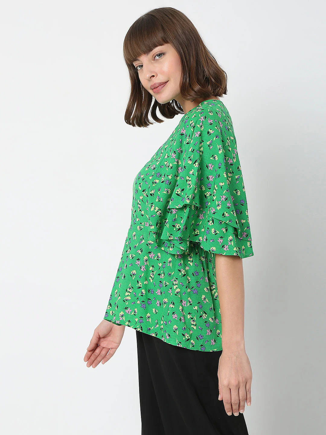Green Flared Sleeves Top - Image 3