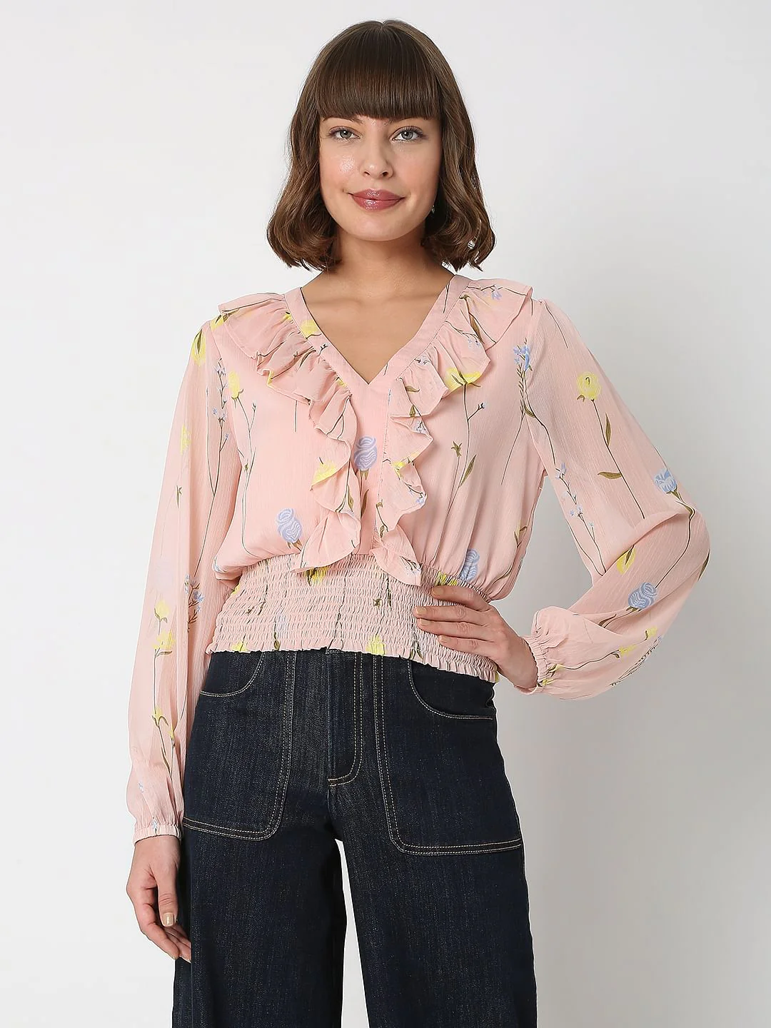 Pink Floral Ruffle Top - Image 2