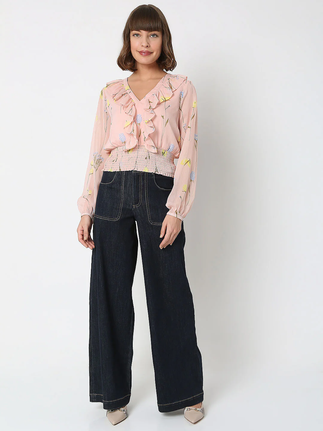 Pink Floral Ruffle Top - Image 5