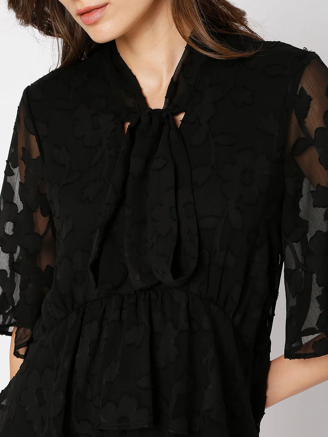 Black Burnout Print Midi Dress - Image 5