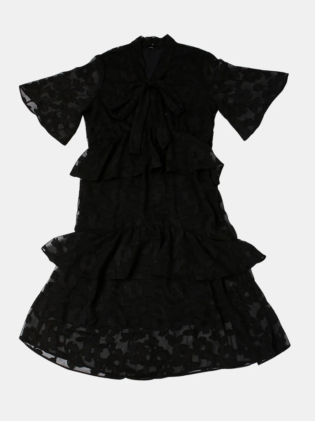 Black Burnout Print Midi Dress - Image 6