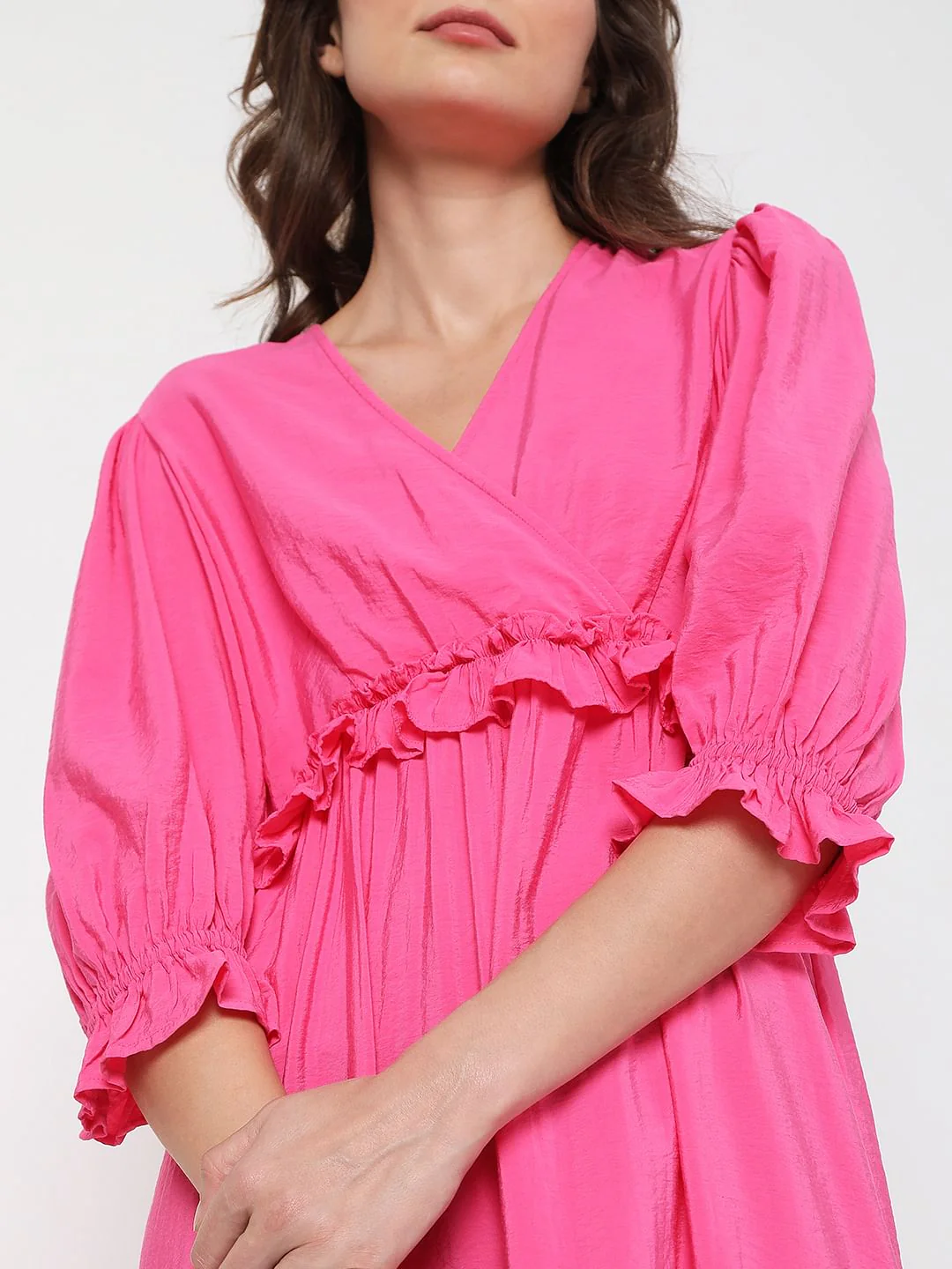Pink Ruffle Tiered Midi Dress - Image 5