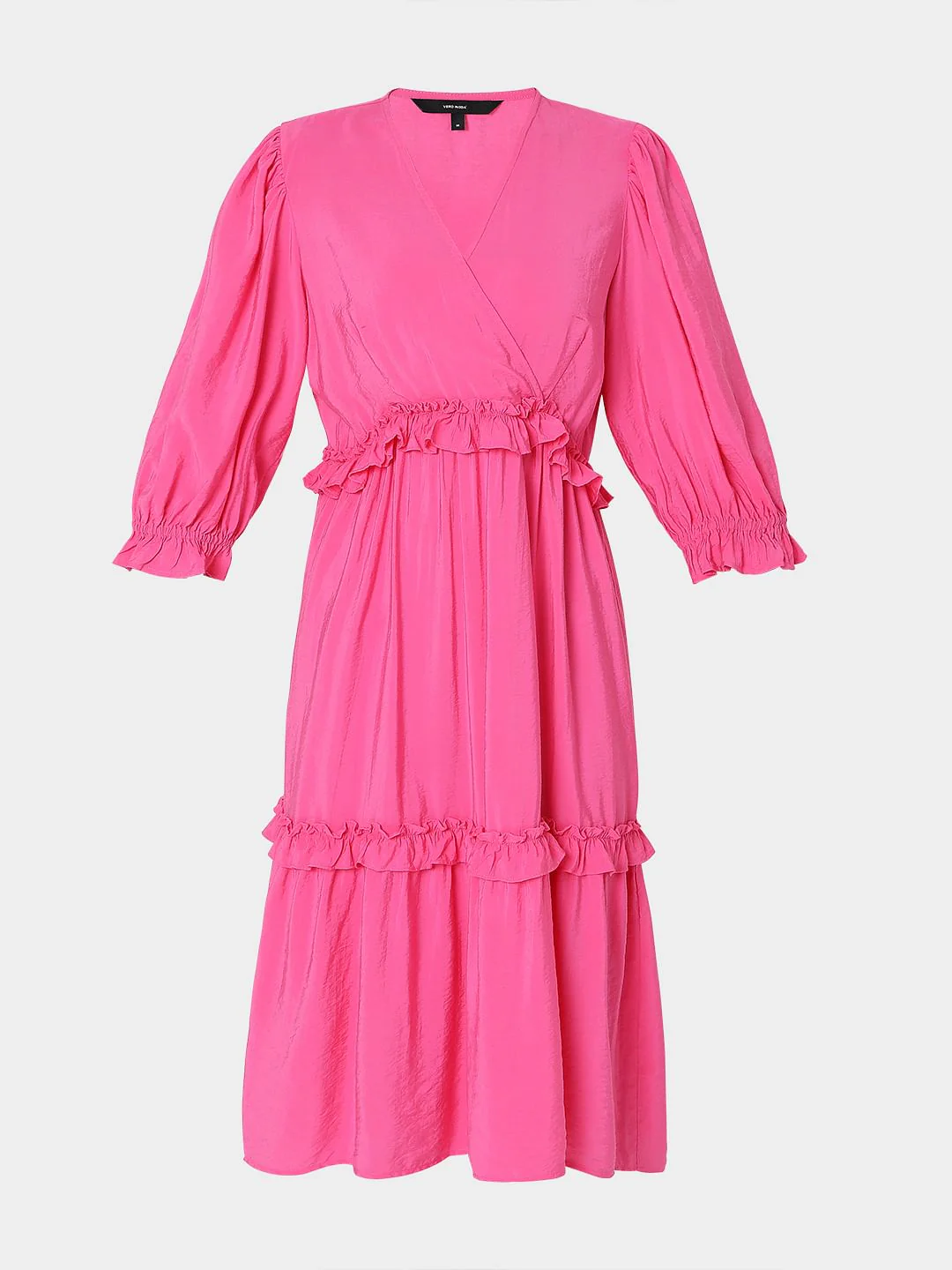 Pink Ruffle Tiered Midi Dress - Image 6