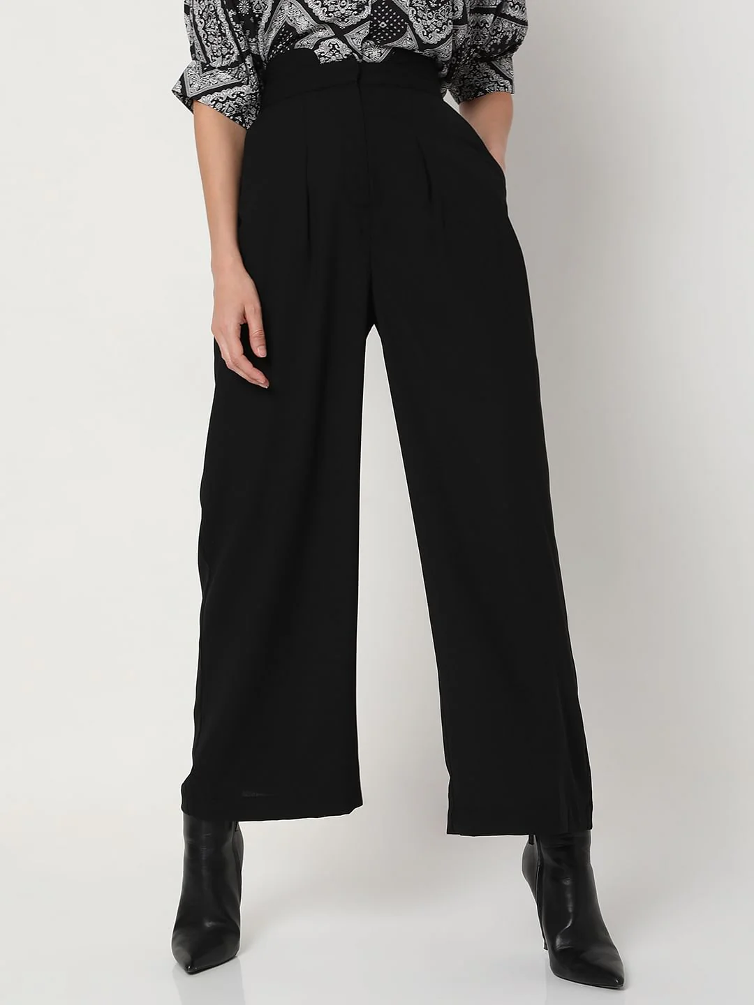 Black High Rise Wide Leg Pants - Image 2