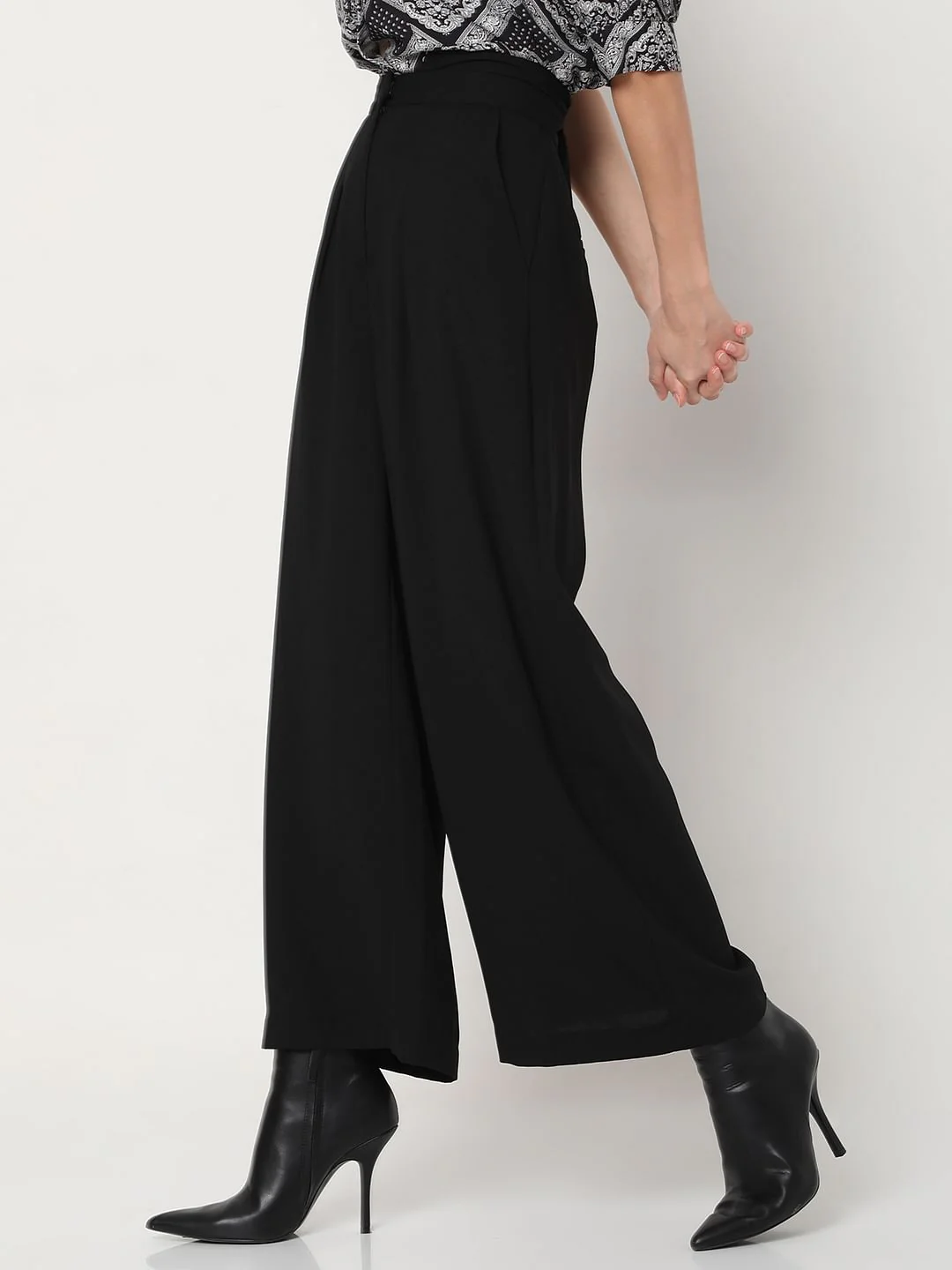 Black High Rise Wide Leg Pants - Image 3