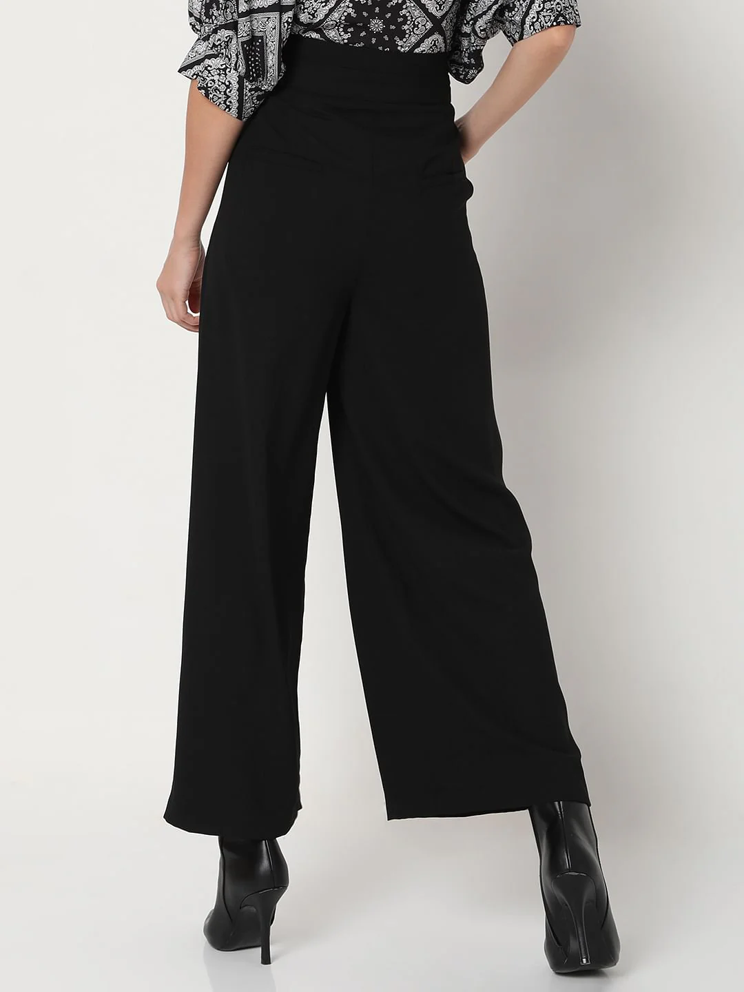 Black High Rise Wide Leg Pants - Image 4