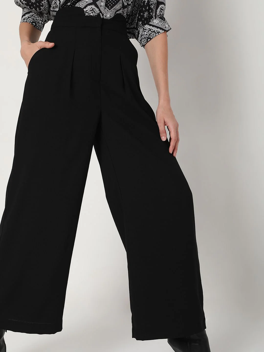 Black High Rise Wide Leg Pants - Image 5