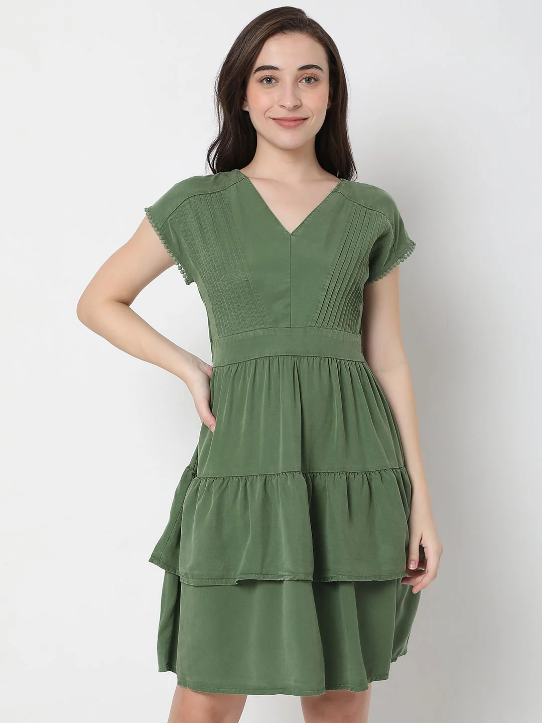 Green Fit & Flare Dress - Image 2