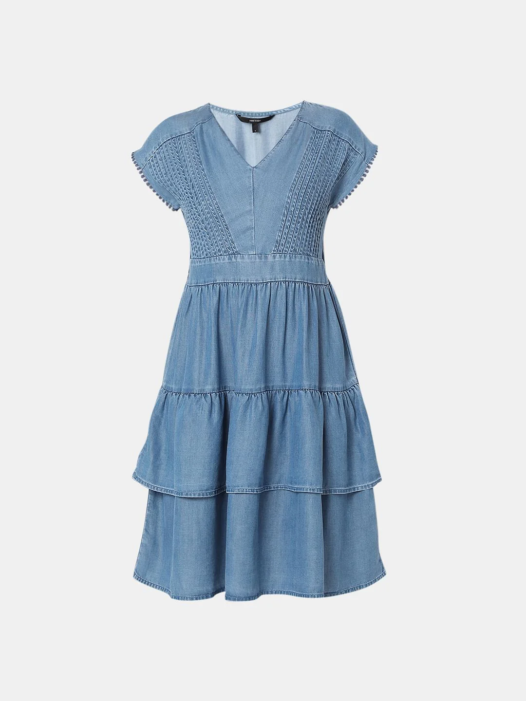 Blue Fit & Flare Denim Dress - Image 7
