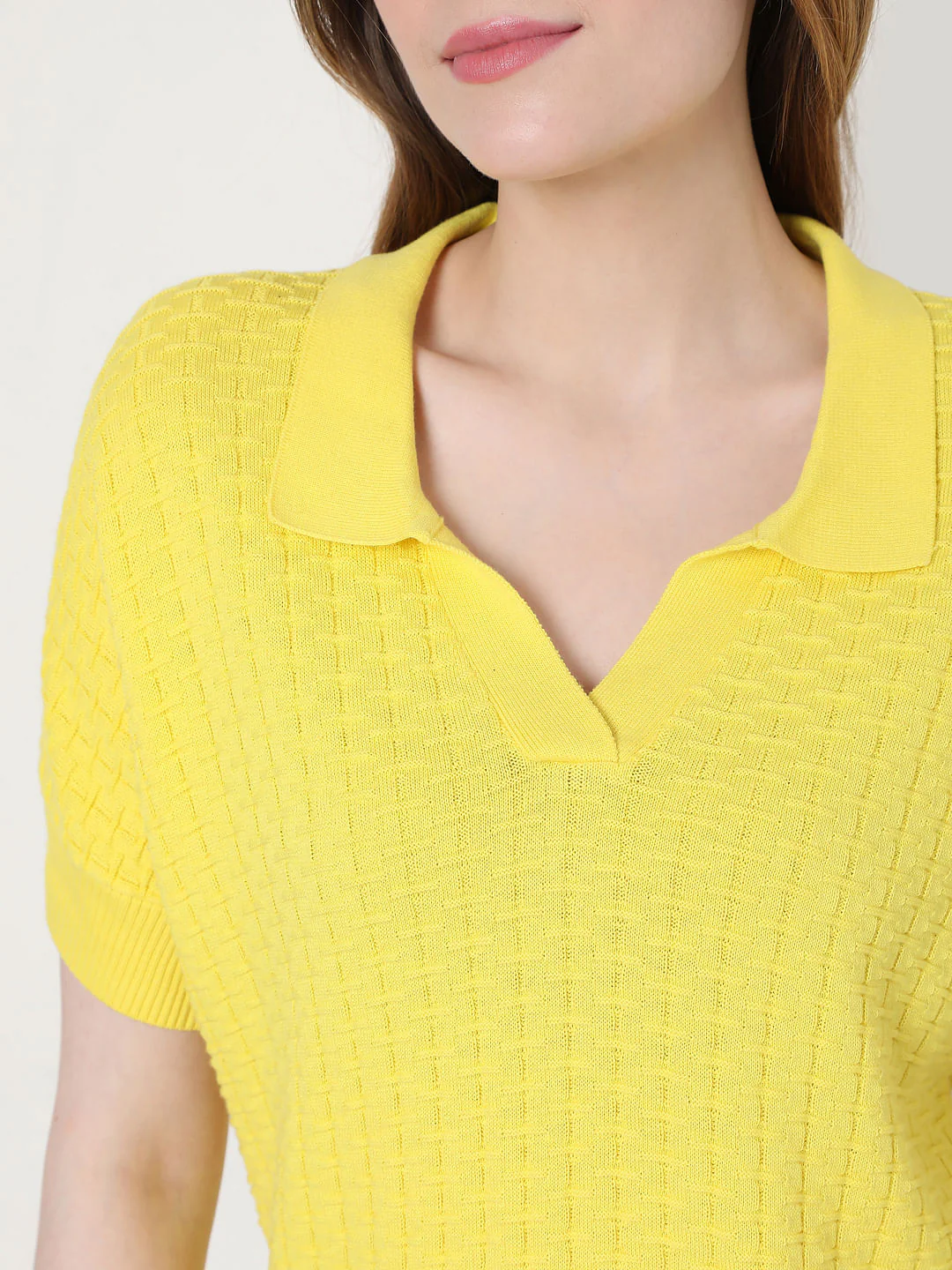 Yellow Textured Knit Top - Image 6