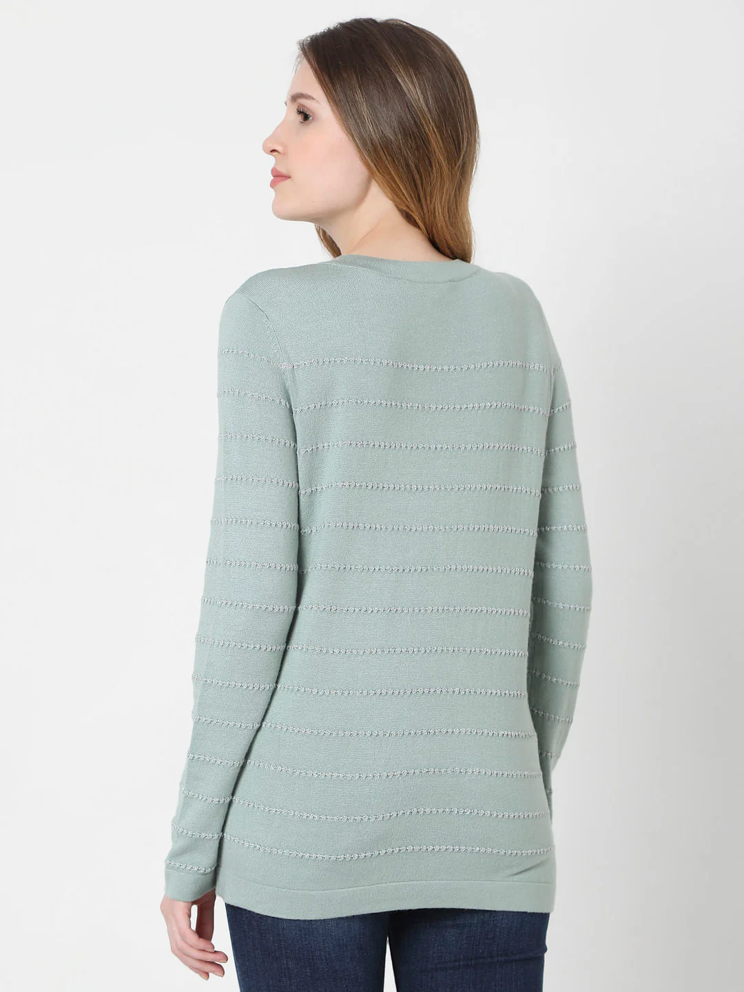 Green Textured Striped Pullover - Image 4
