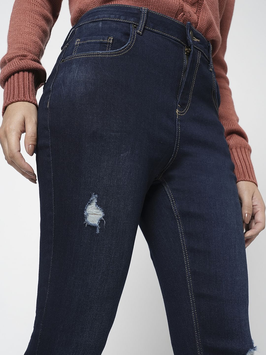 I.Scenery By Vero Moda Dark Blue Mid Rise Wendy Skinny Jeans - Image 6