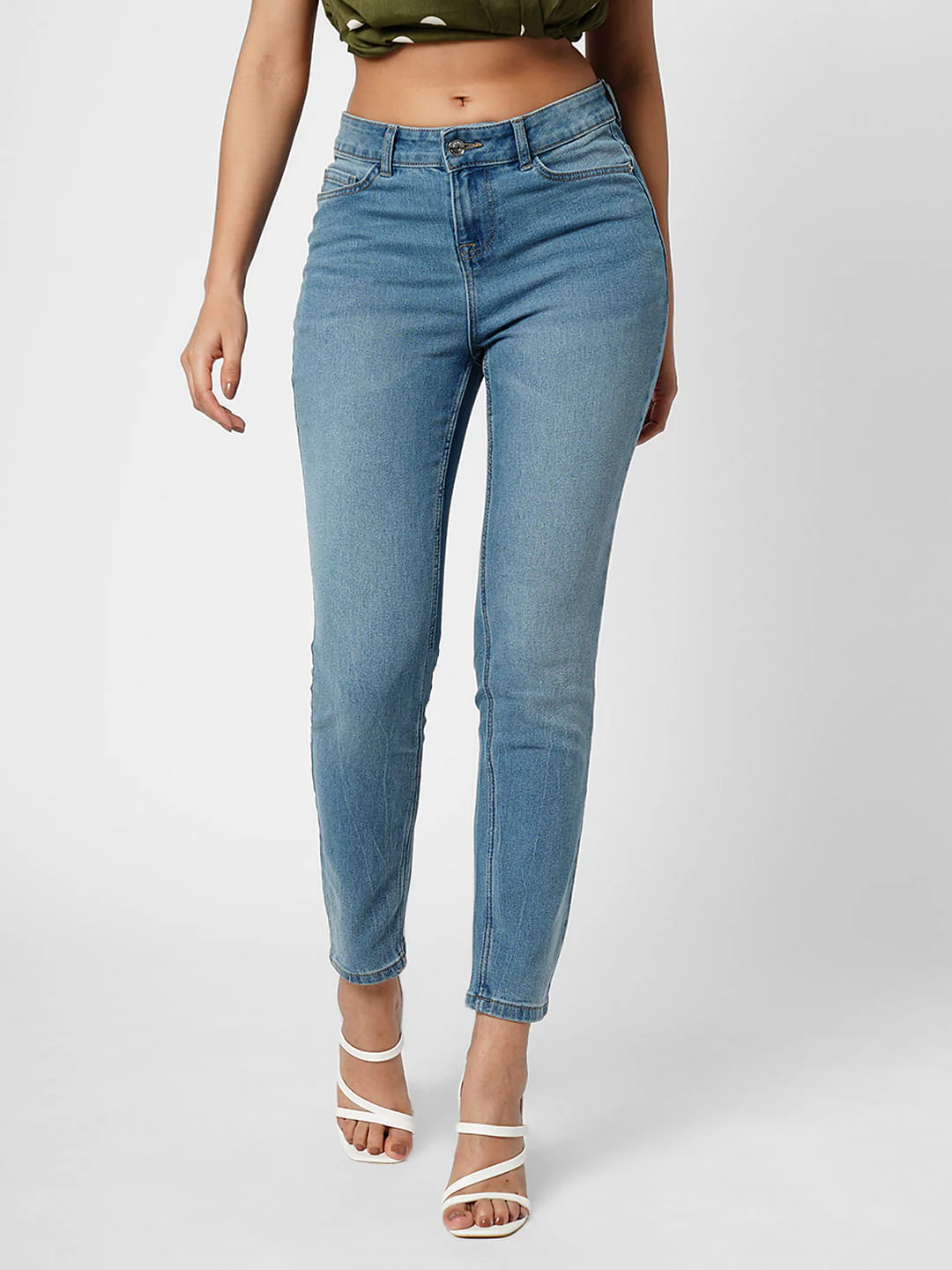 I.Scenery By Vero Moda Blue Mid Rise Wendy Skinny Jeans - Image 2