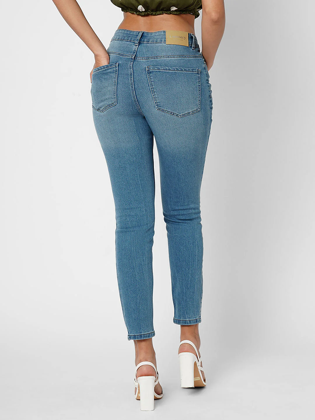 I.Scenery By Vero Moda Blue Mid Rise Wendy Skinny Jeans - Image 4