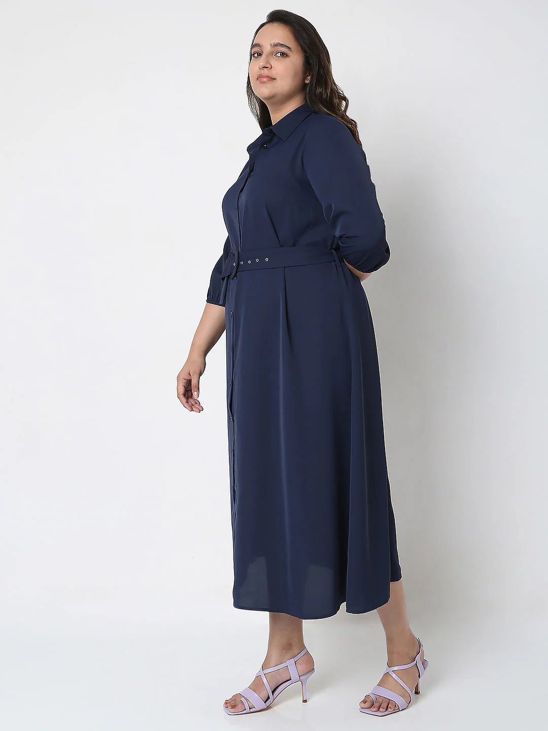 Curve Blue Maxi Shirt Dress - Image 3