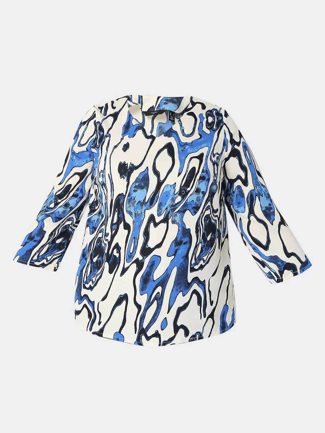 Curve White Abstract Print Top - Image 7