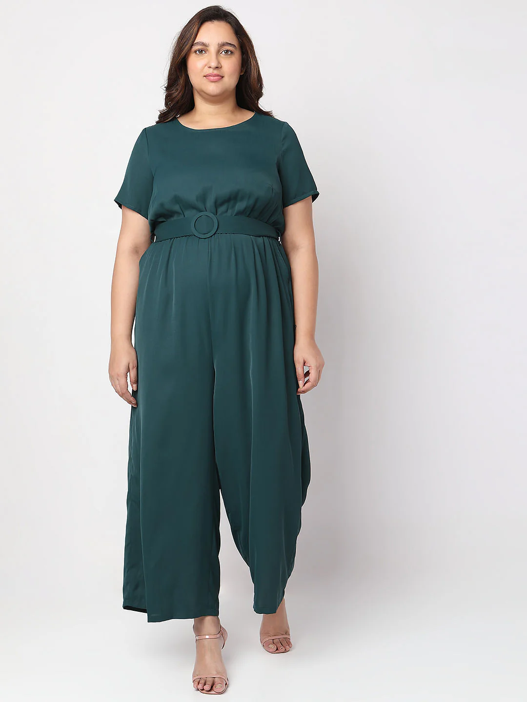 Curve Green Belted Jumpsuit - Image 2